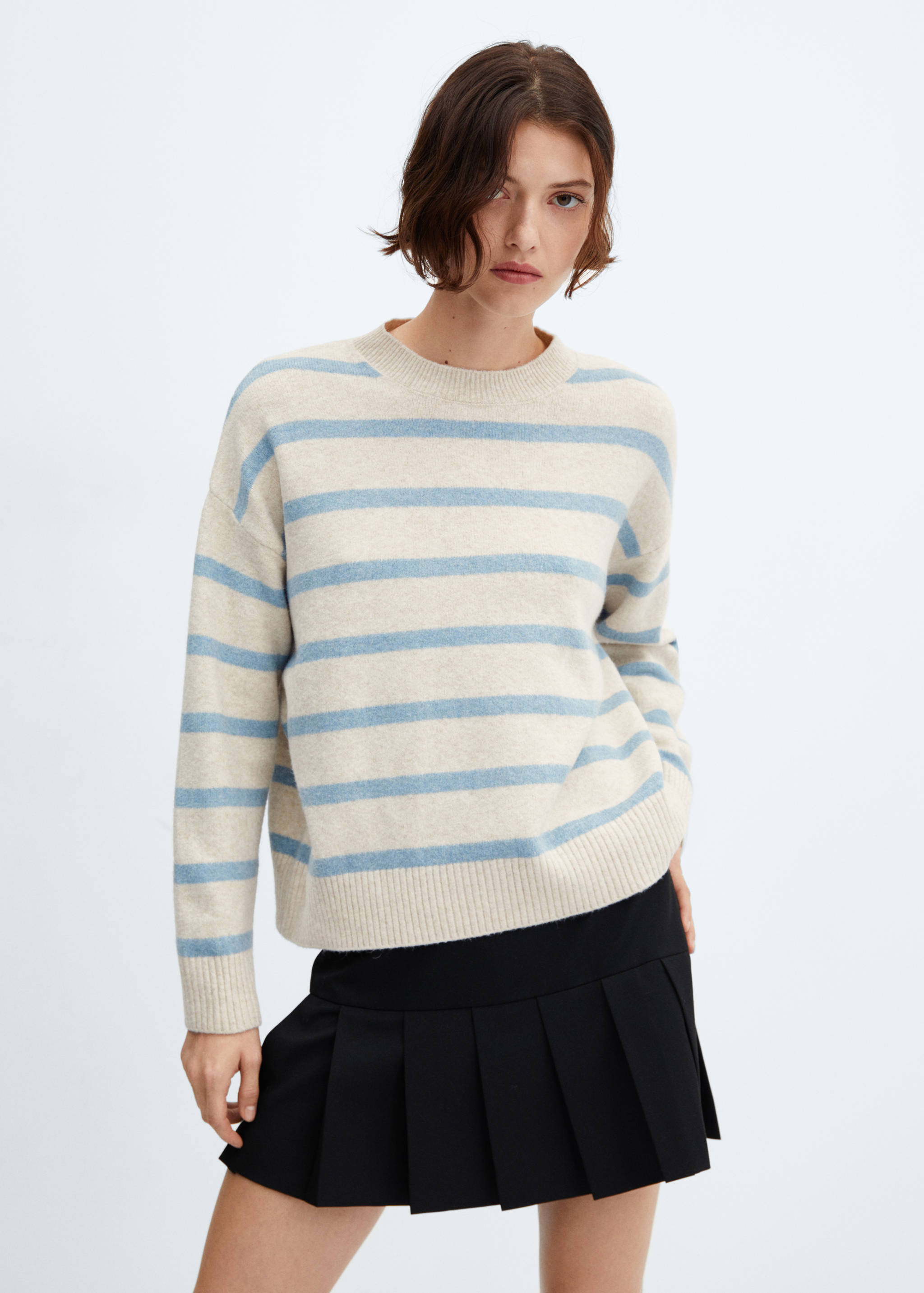 Round-neck striped sweater - Medium plane