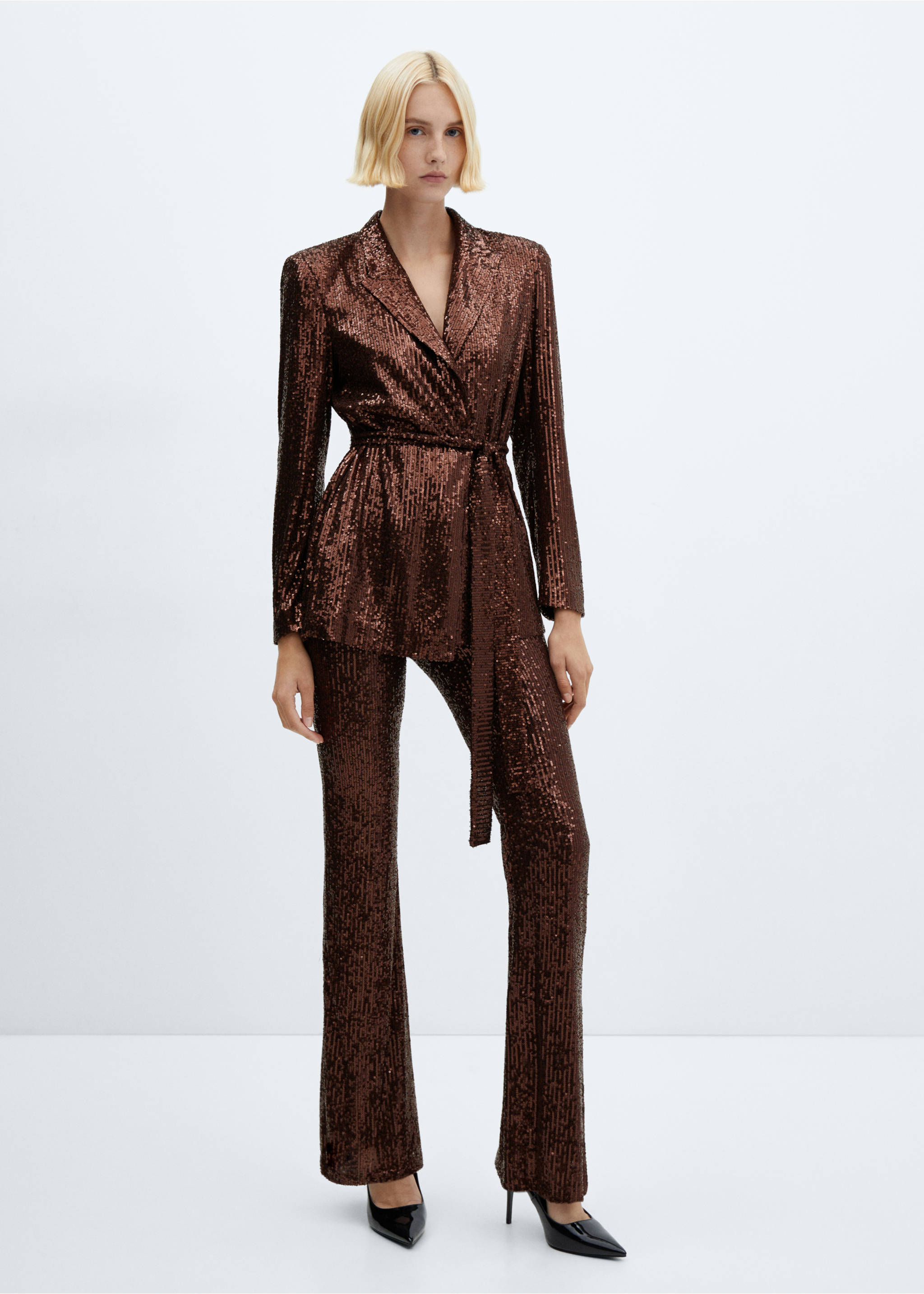 Sequin flared trousers - General plane, Cognac. Ref: 57069102-00.