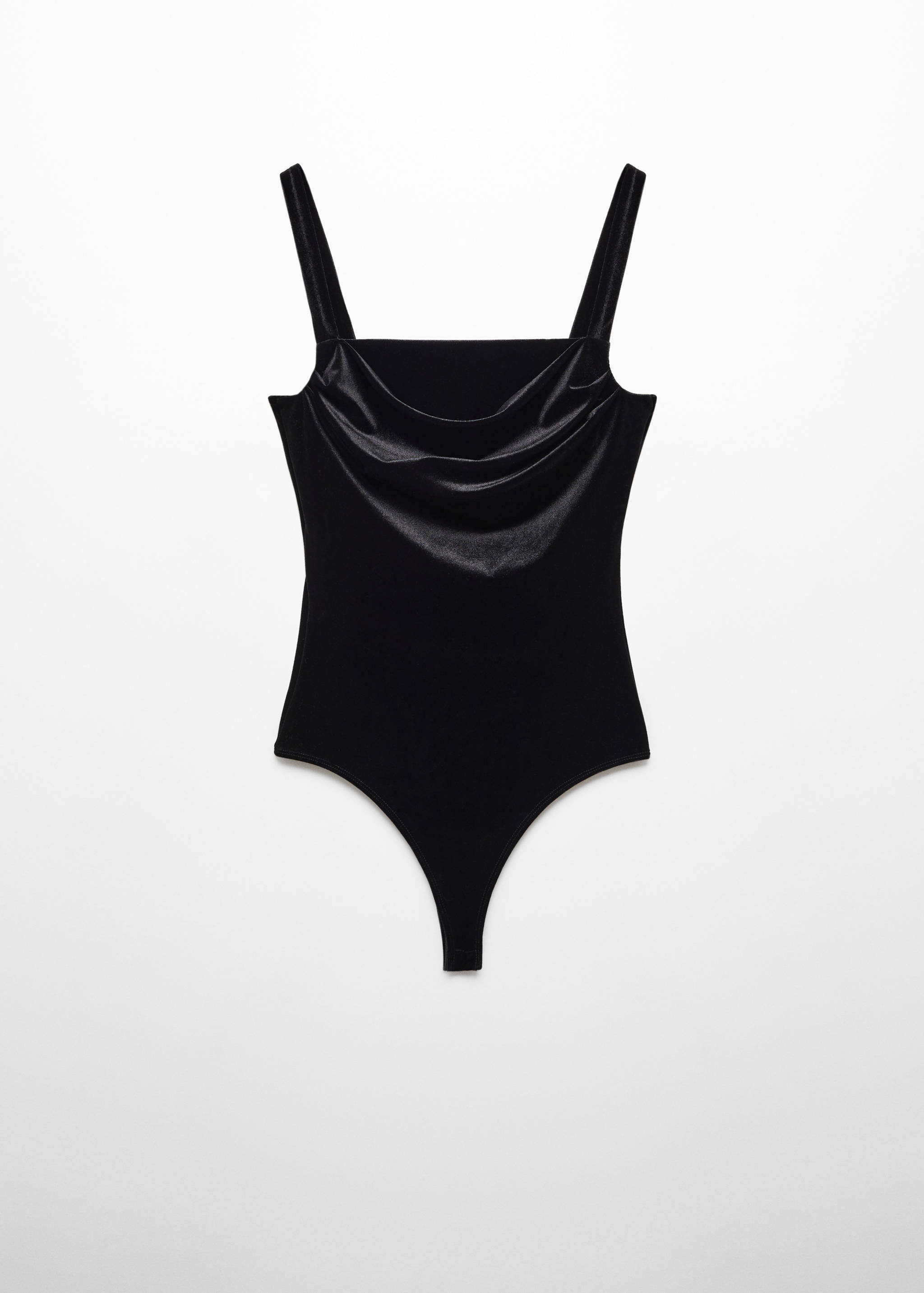 Velvet bodysuit with draped neckline - Article without model