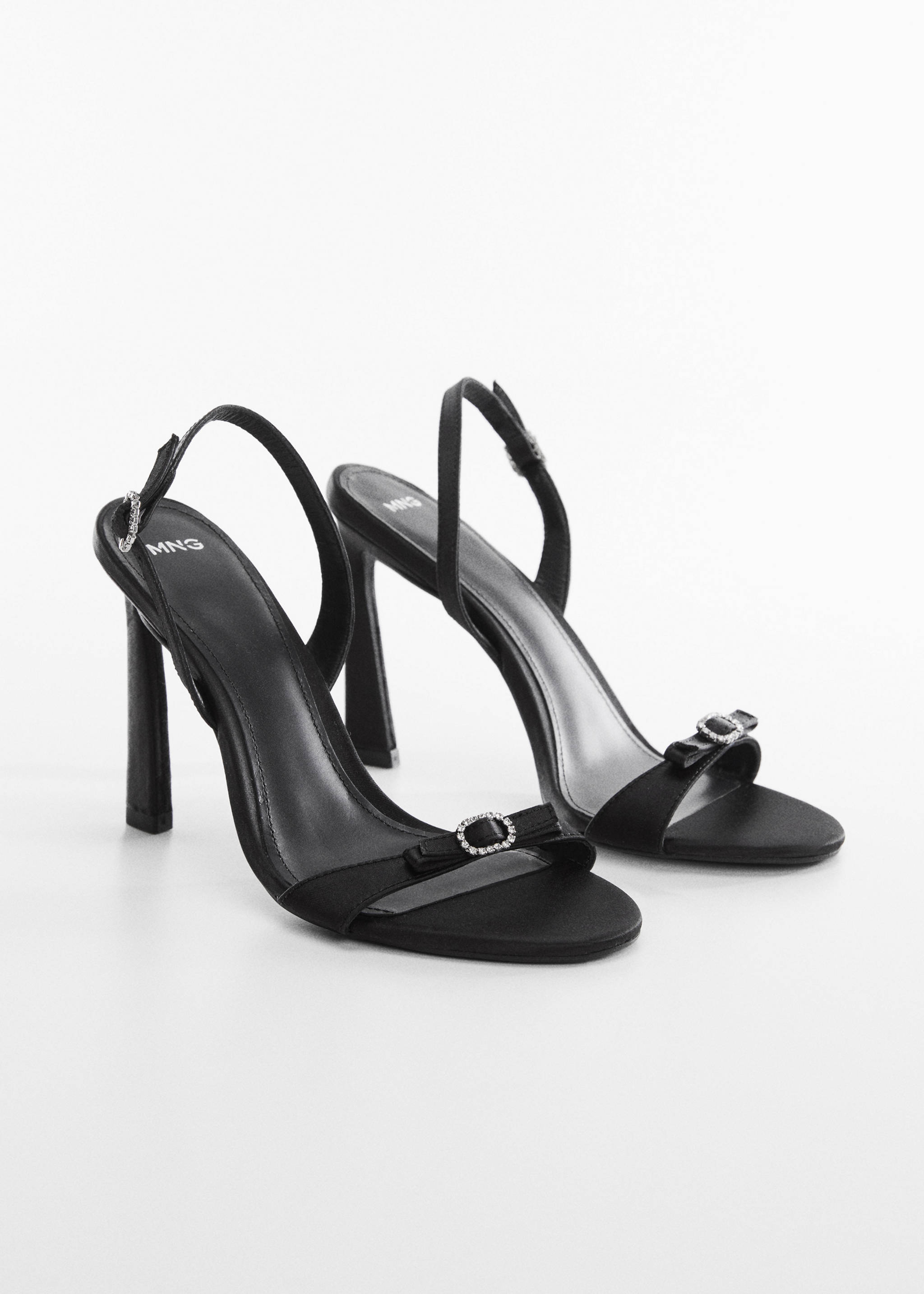 Satin sandal with rhinestone buckle - Medium plane