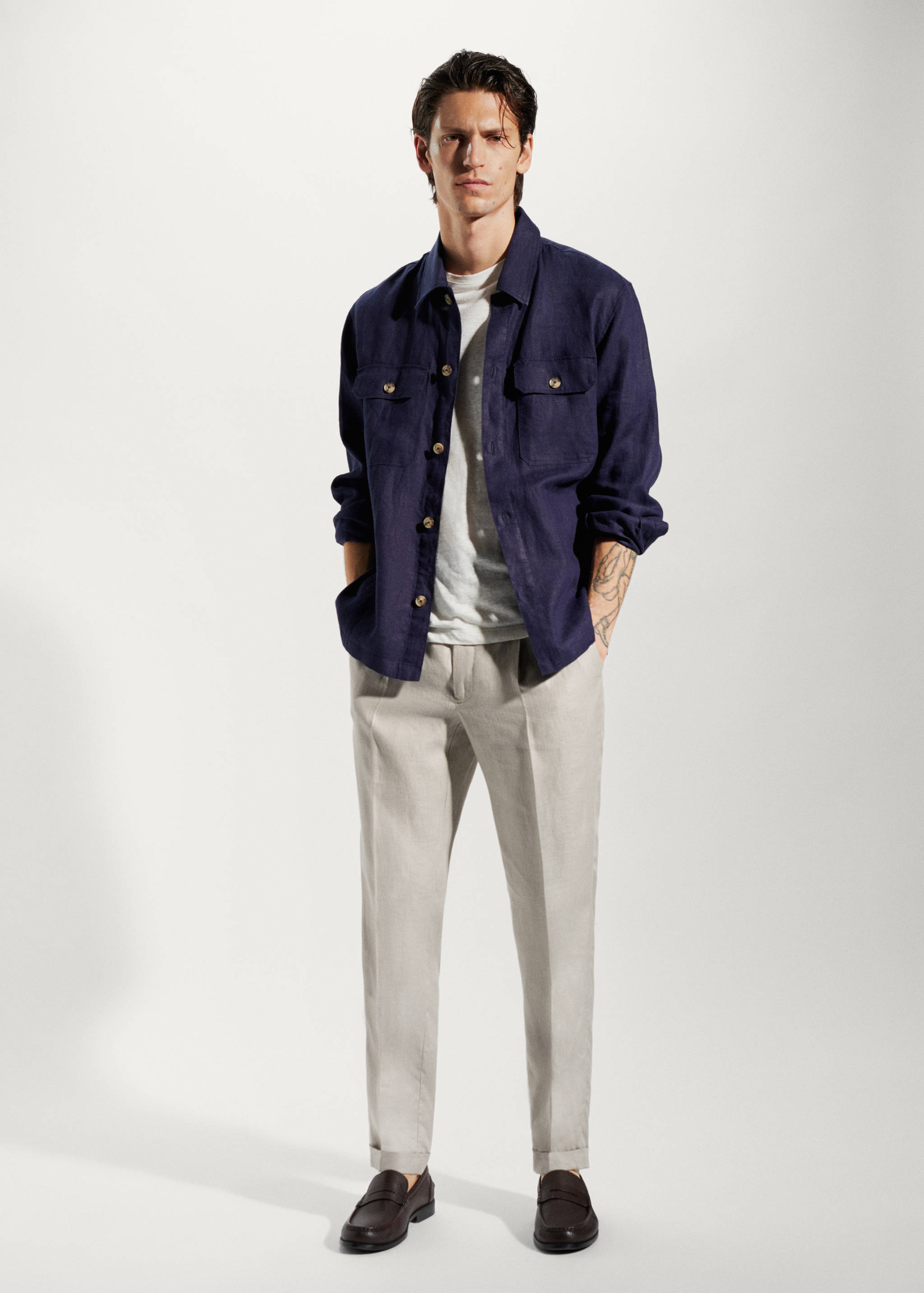 Pantalón 100% lino regular fit - Plano general