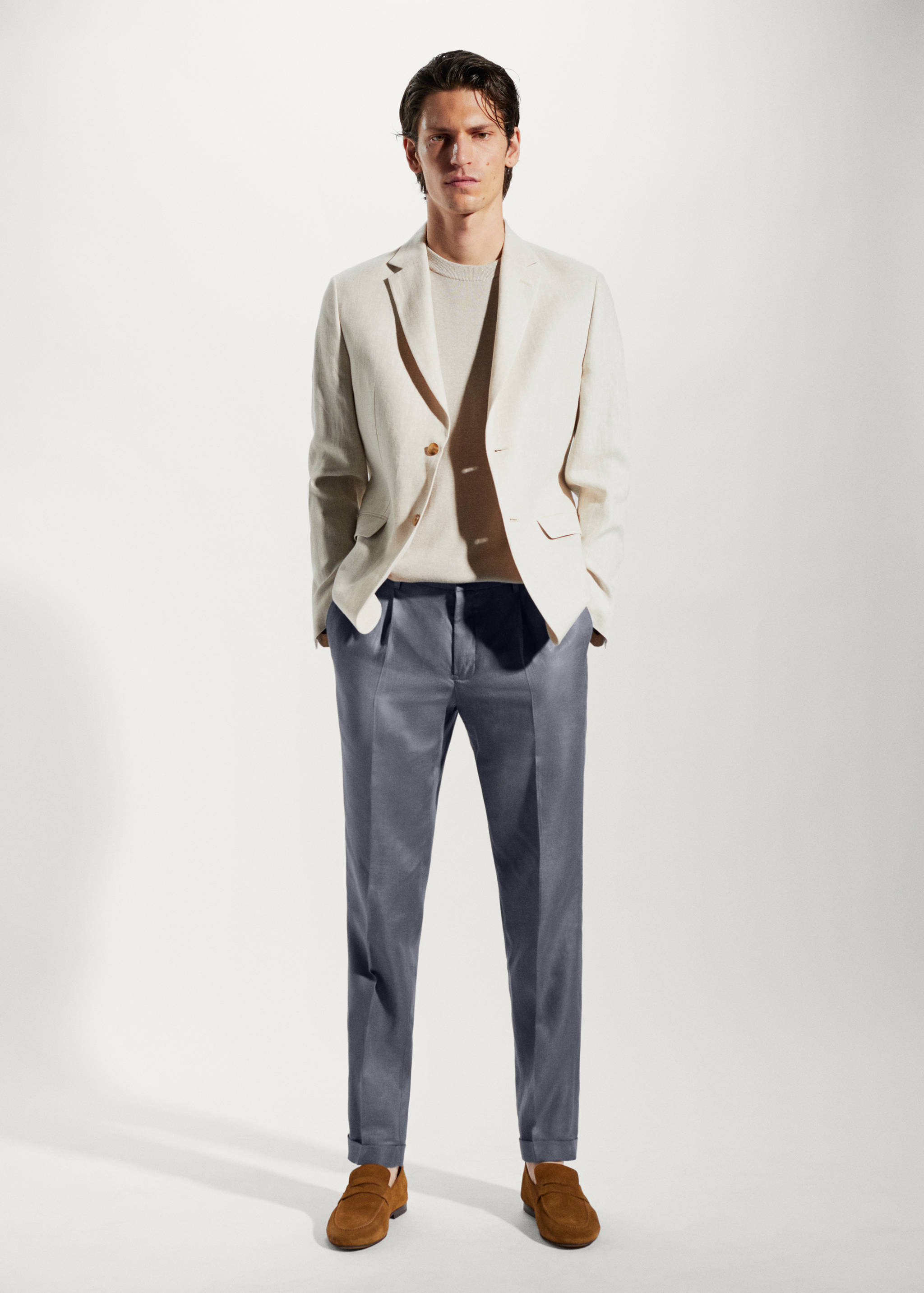 100% linen regular-fit trousers - General plane