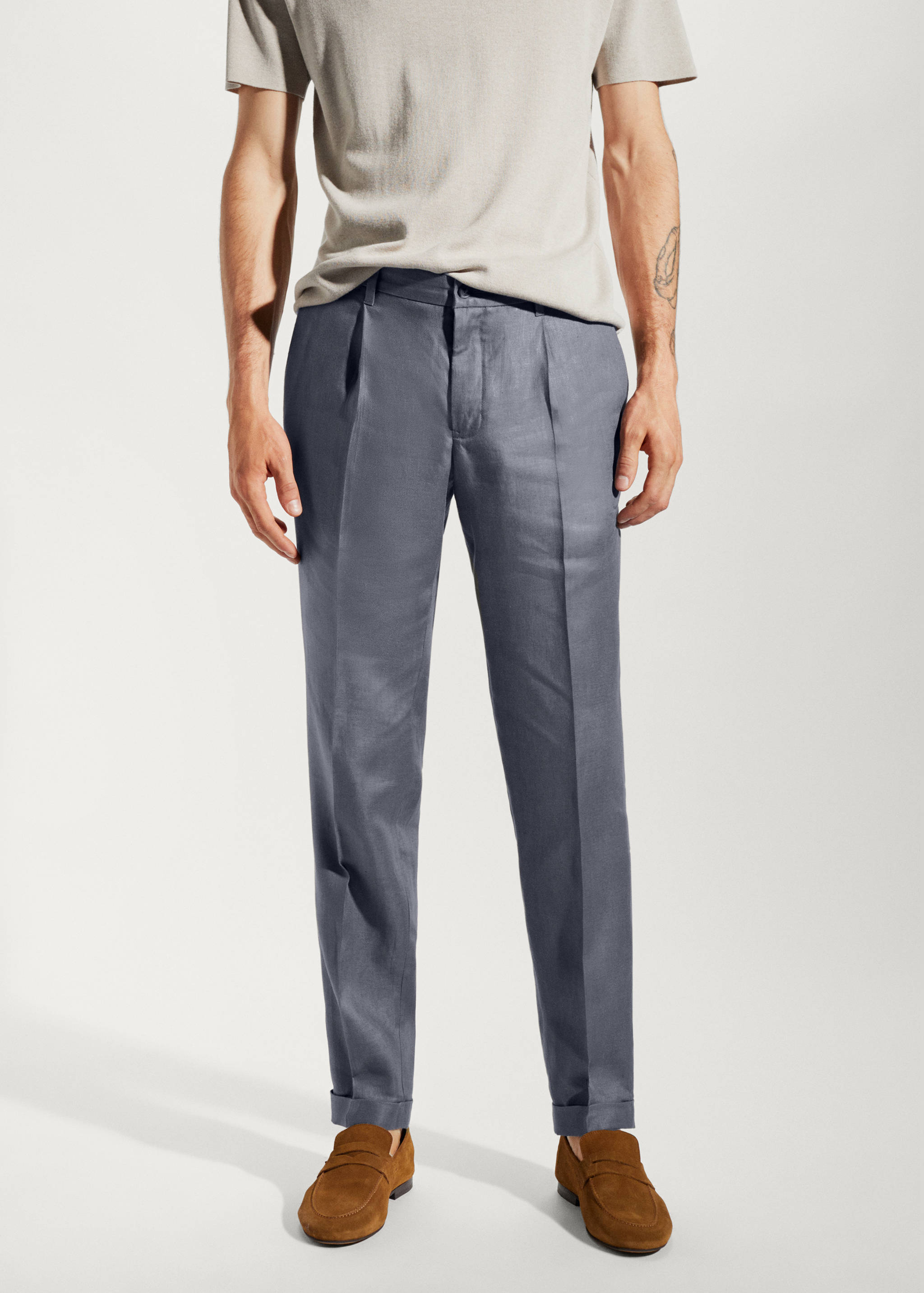 100% linen regular-fit trousers - Medium plane