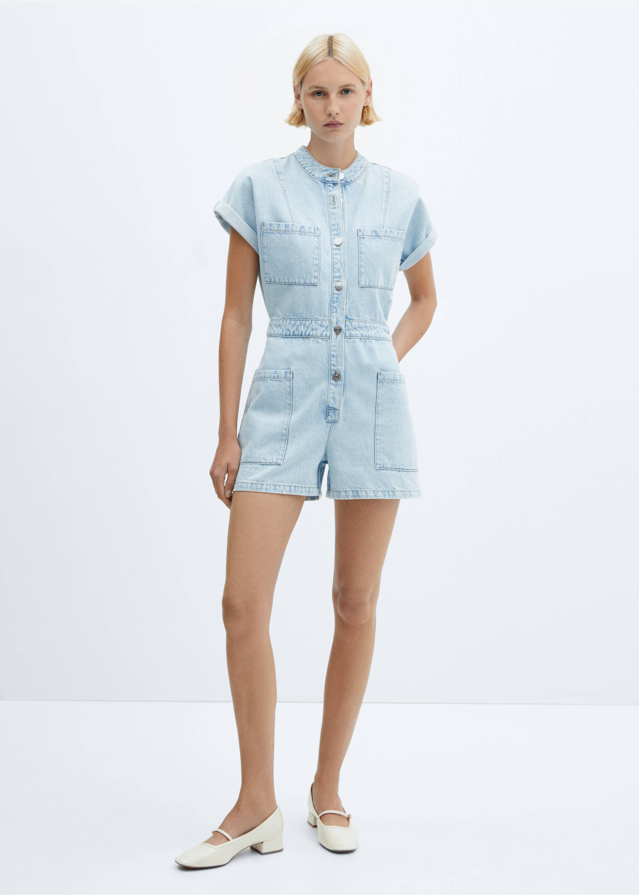 Denim jumpsuit with pockets - General plane, Light Blue. Ref: 57072878-00.