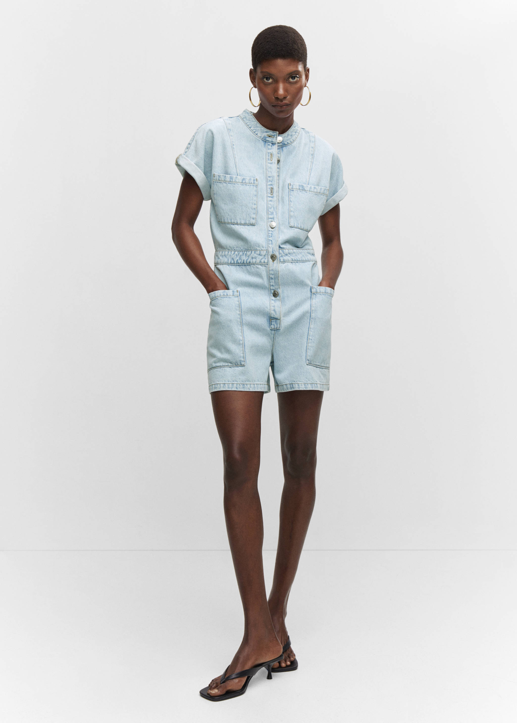 Denim jumpsuit with pockets - General plane