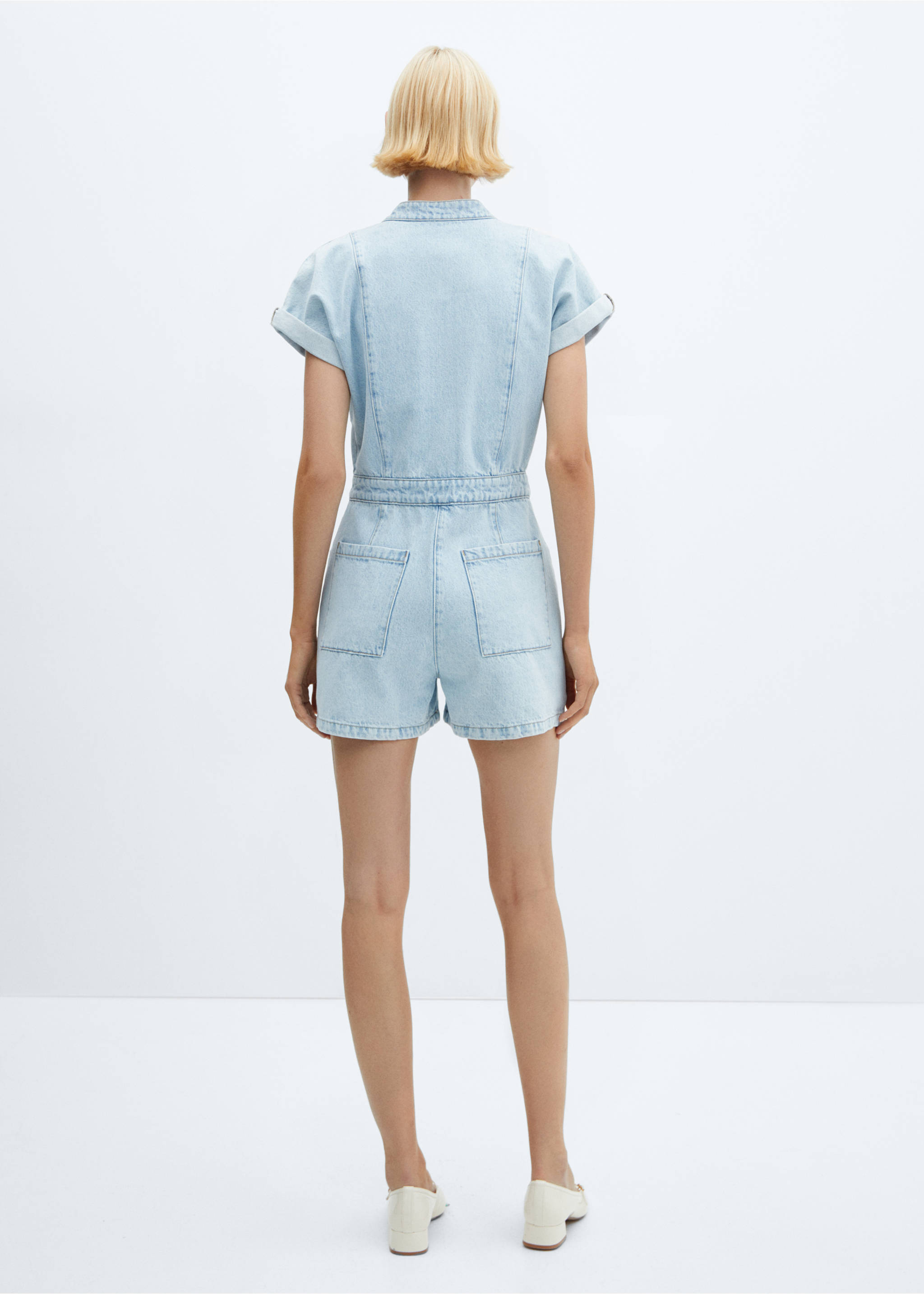 Denim jumpsuit with pockets - Reverse of the article, Light Blue. Ref: 57072878-00.