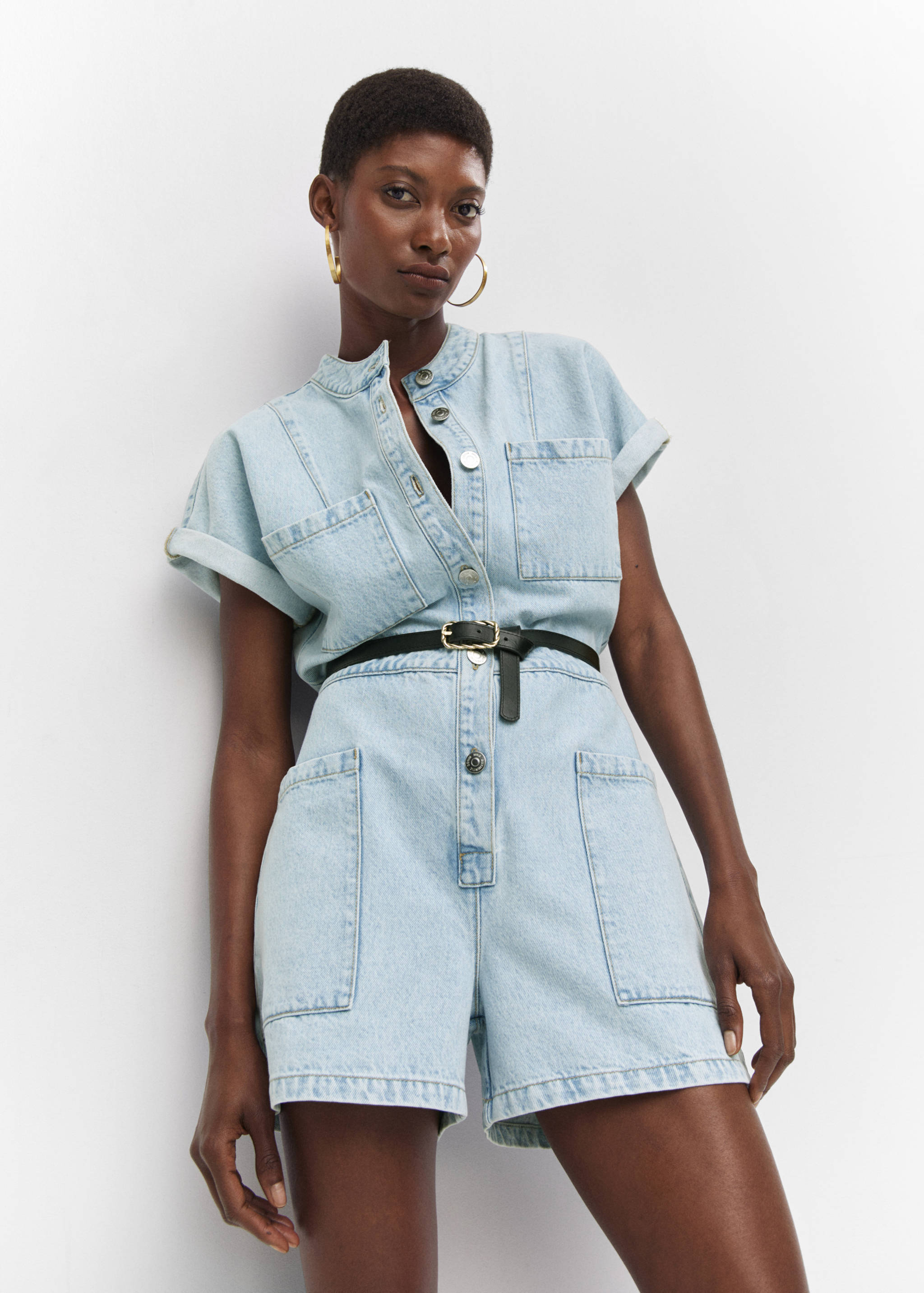 Denim jumpsuit with pockets - Details of the article 2