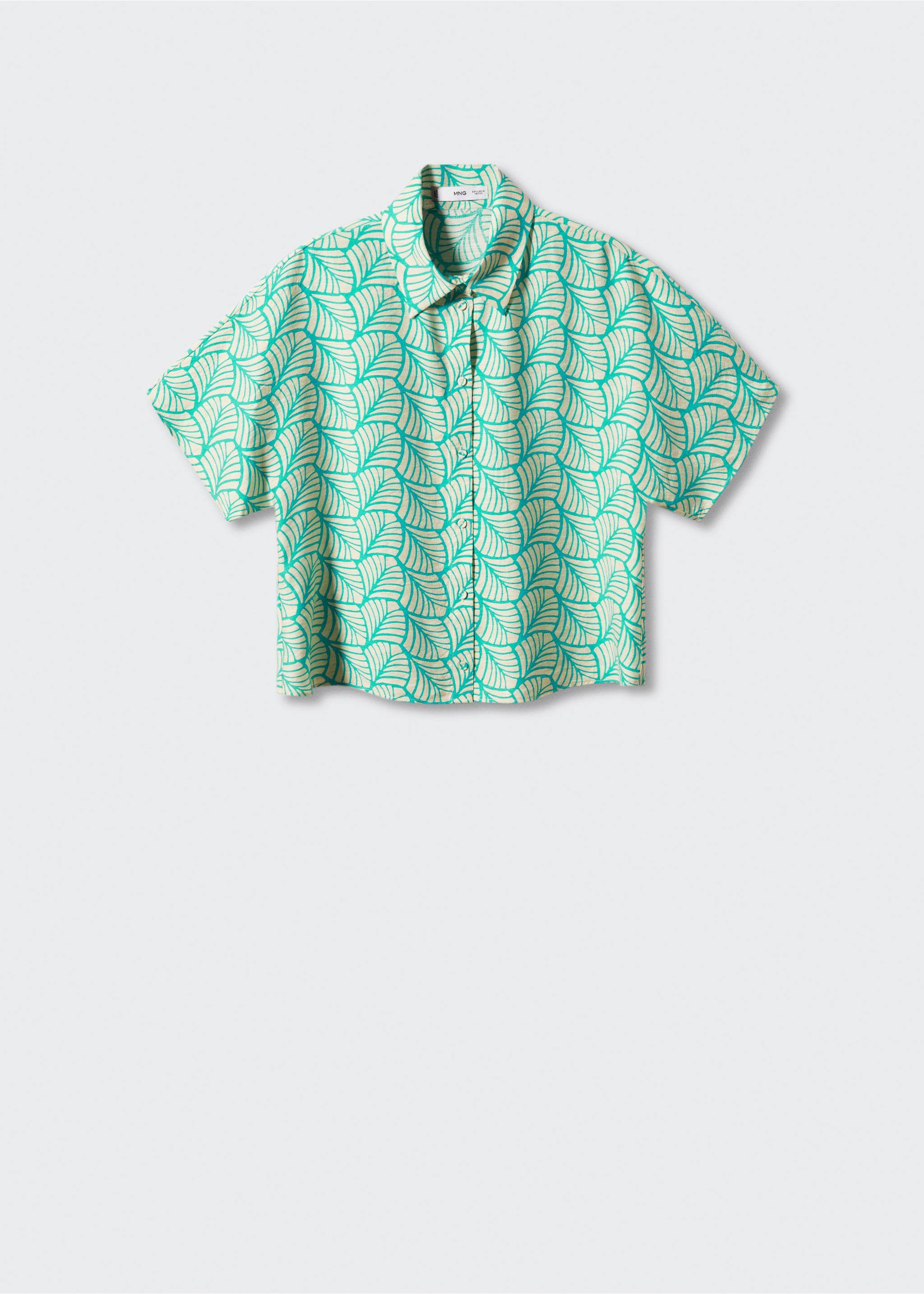 Buttoned printed shirt - Article without model, Turquoise. Ref: 57072881-00.