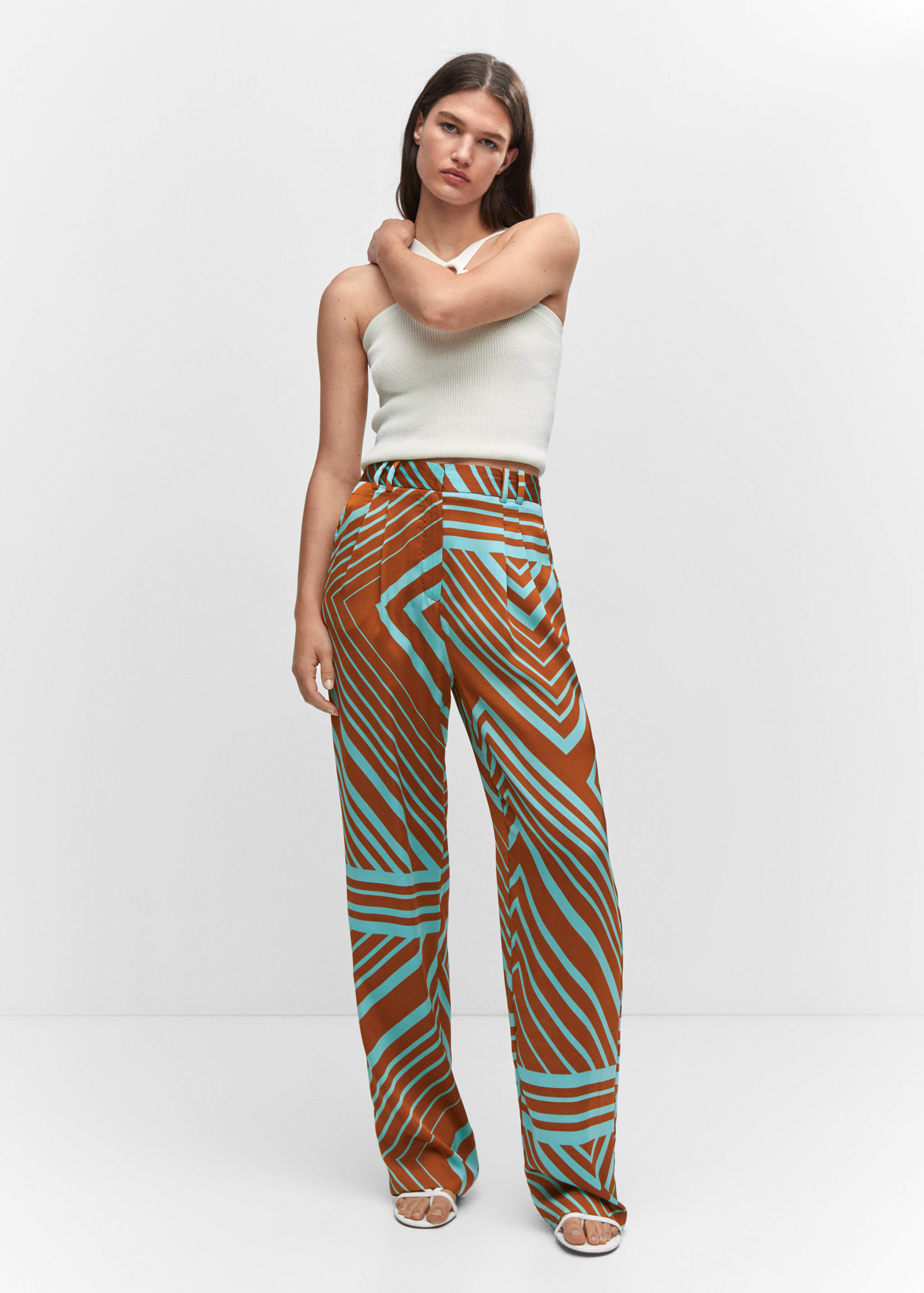 Satin printed pants - General plane