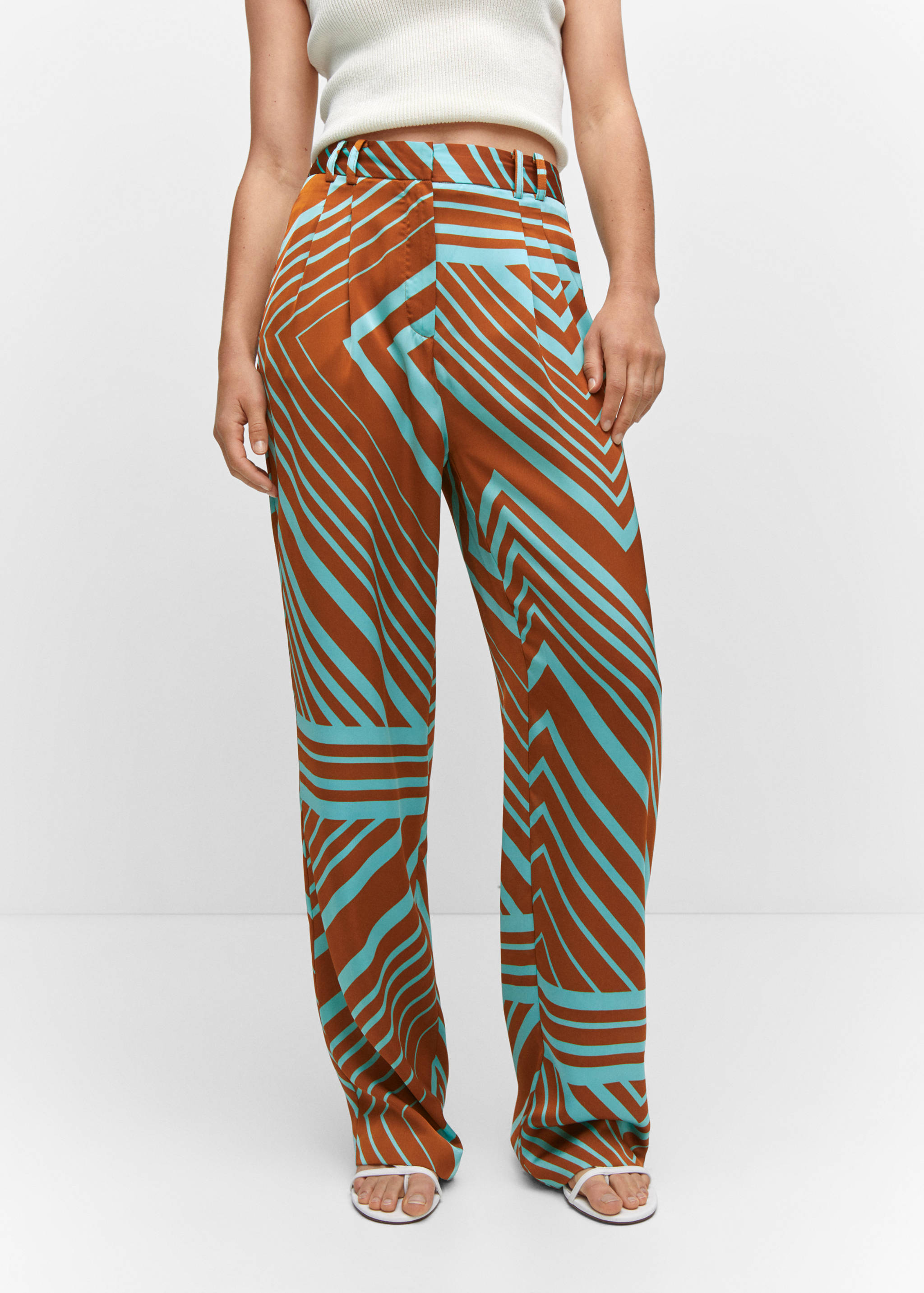 Satin printed pants - Medium plane