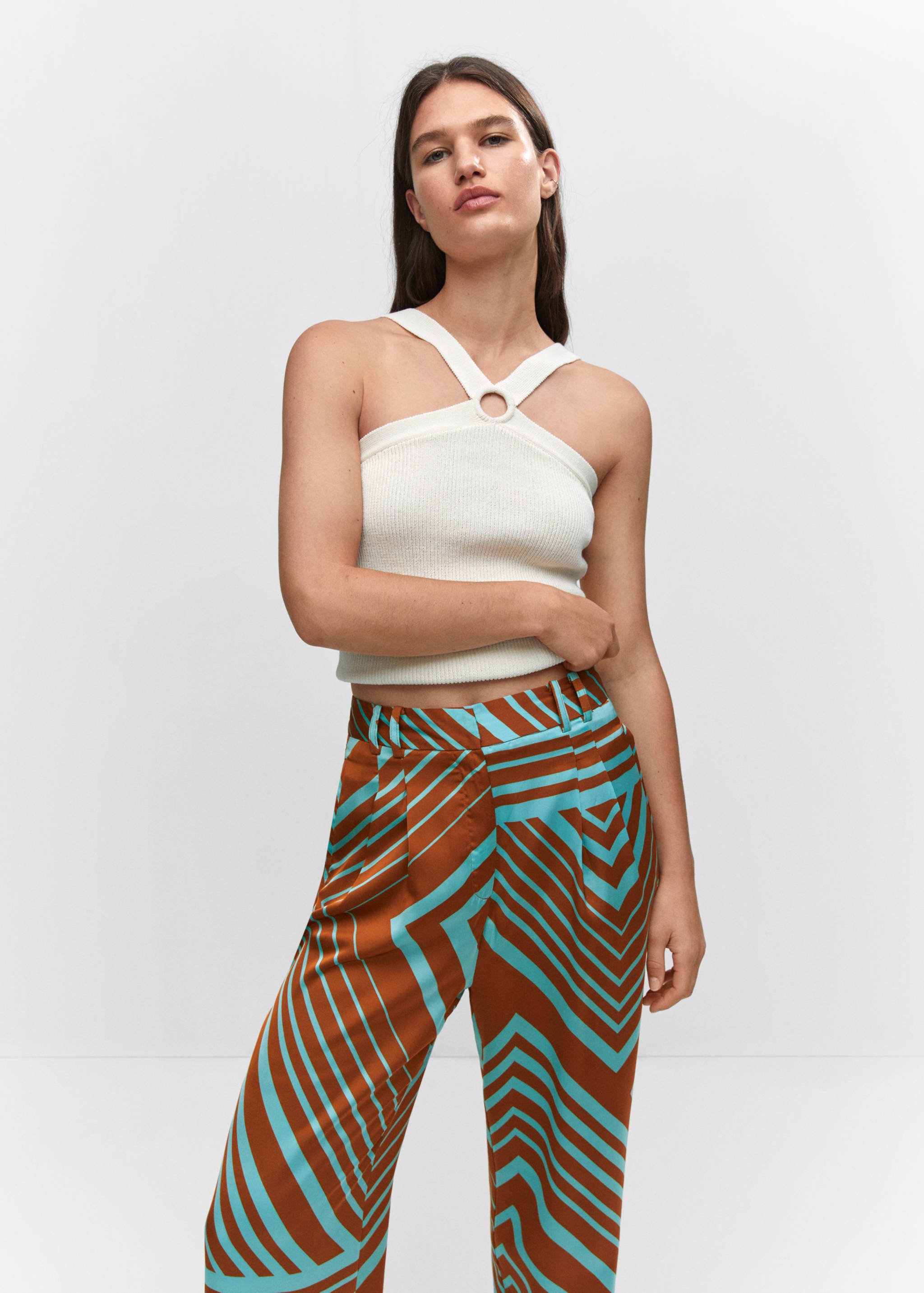 Satin printed pants - Details of the article 1