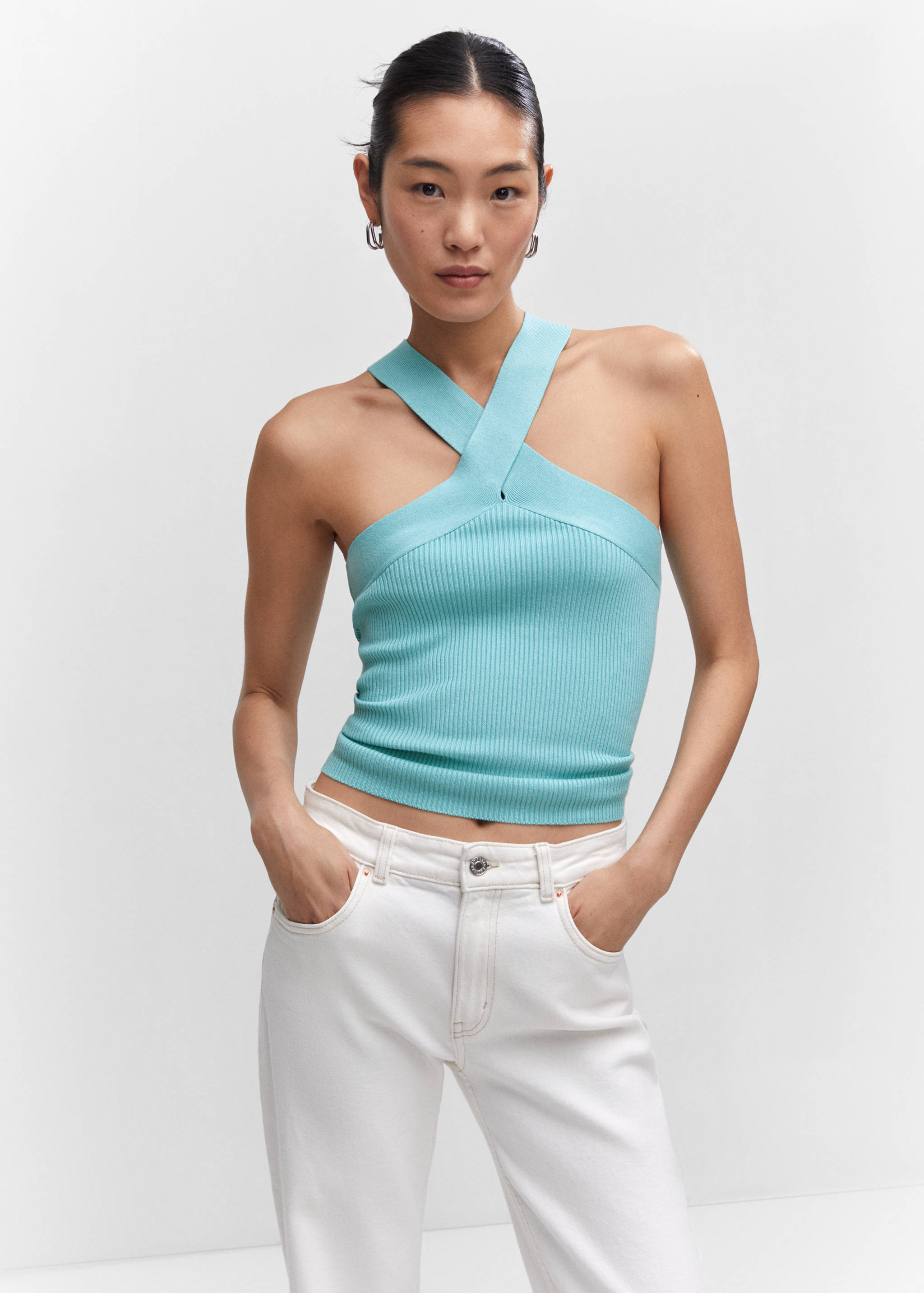 Halter-neck knitted top - Medium plane
