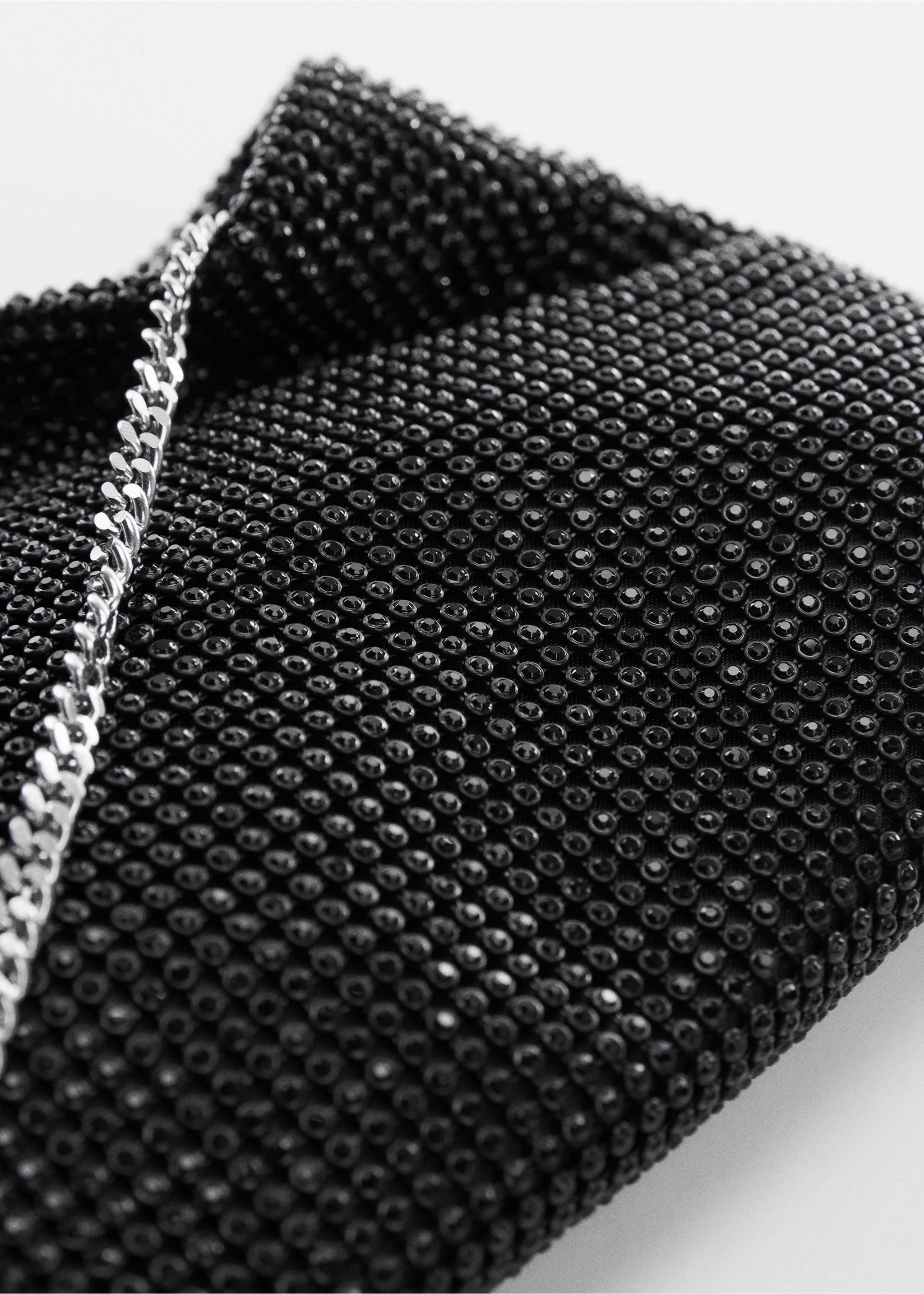 Rhinestone chain bag - Details of the article 1, Black. Ref: 57072889-00.