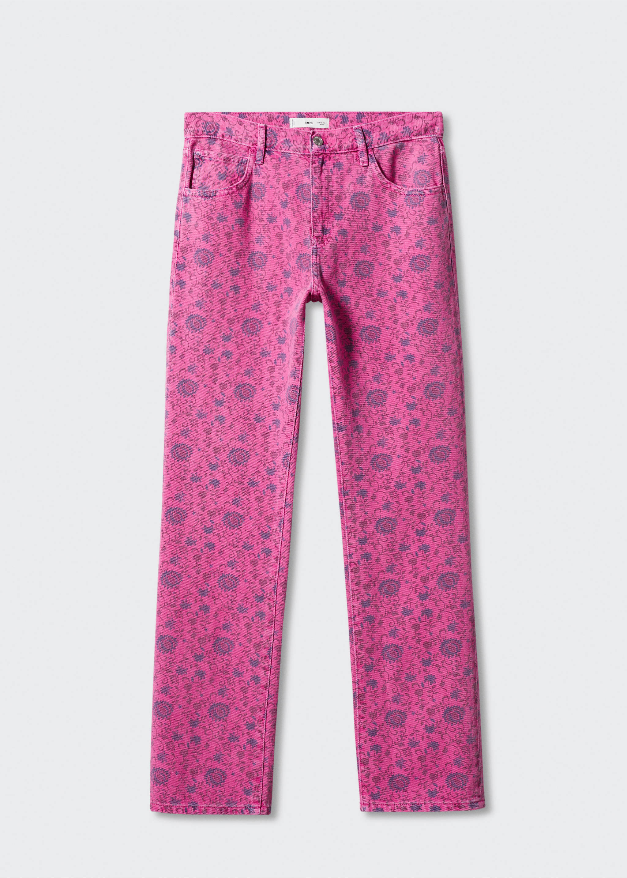 Printed straight jeans - Article without model, Fuchsia. Ref: 57072891-00.