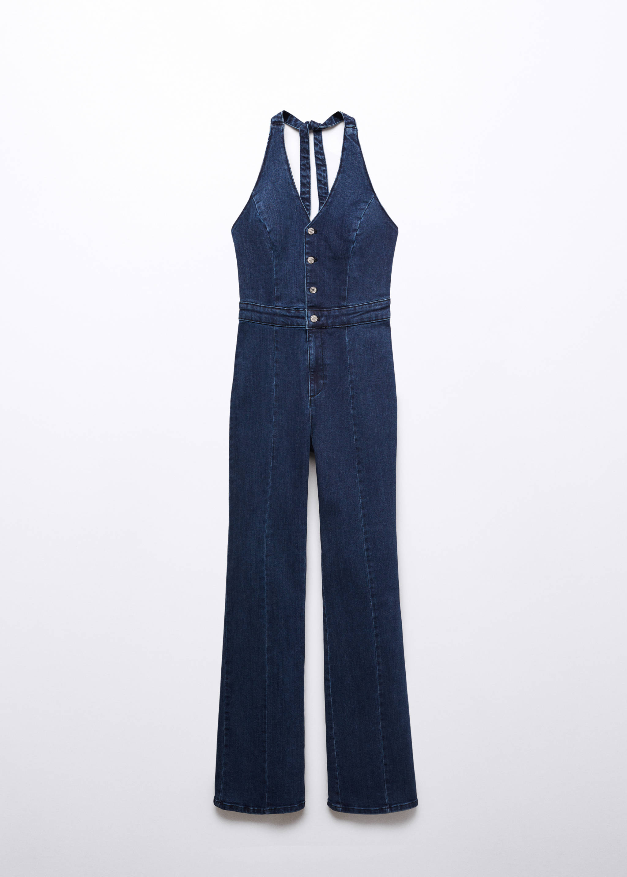 Denim halter-neck jumpsuit - Article without model