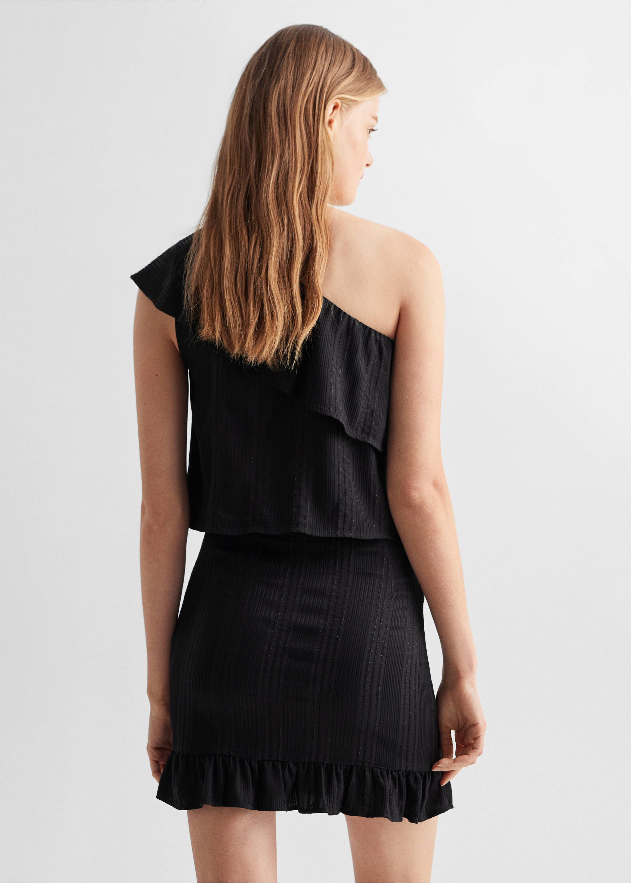 Glitter-detail ruffled skirt - Reverse of the article, Black. Ref: 57073268-00.