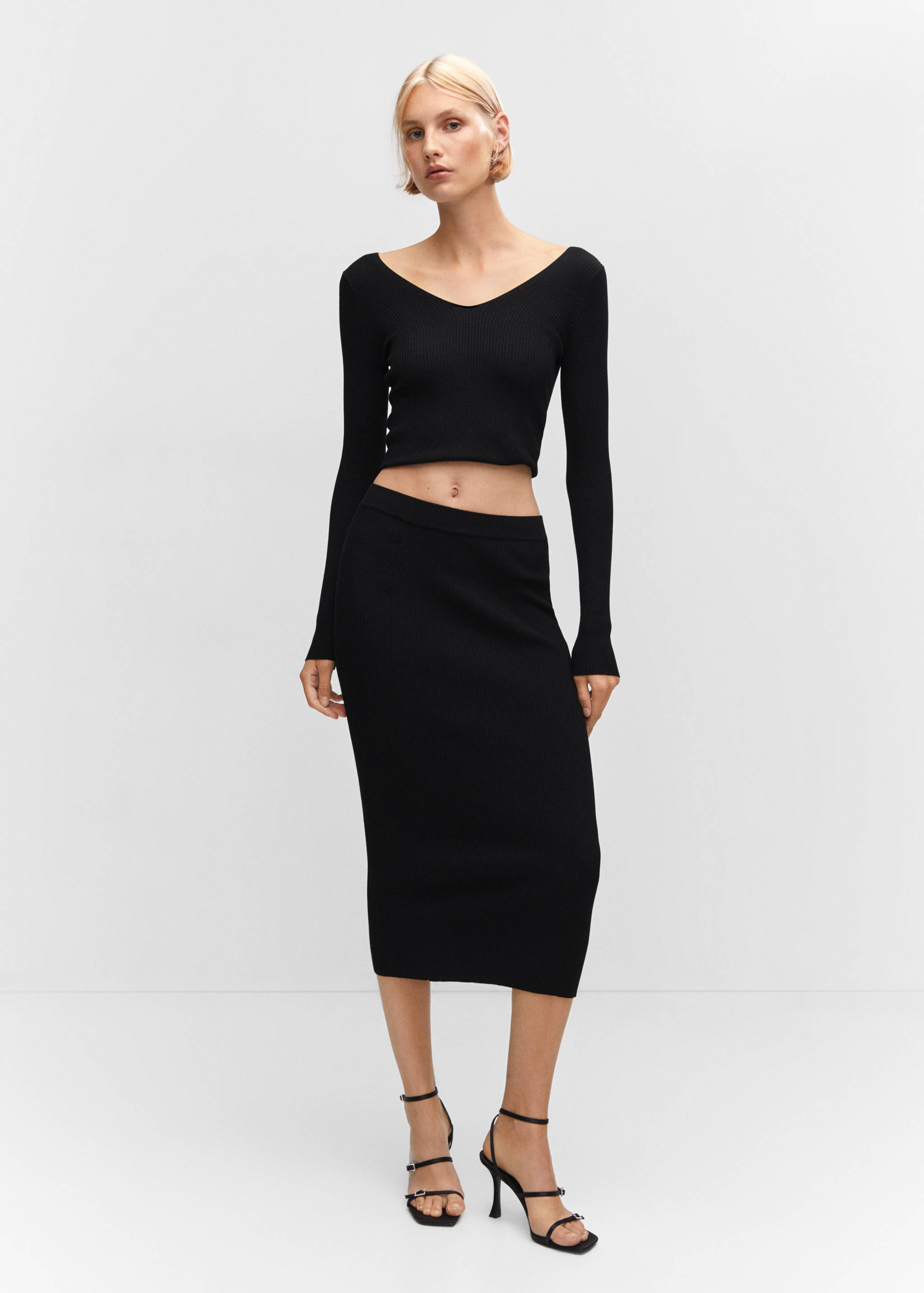 Ribbed midi skirt - General plane