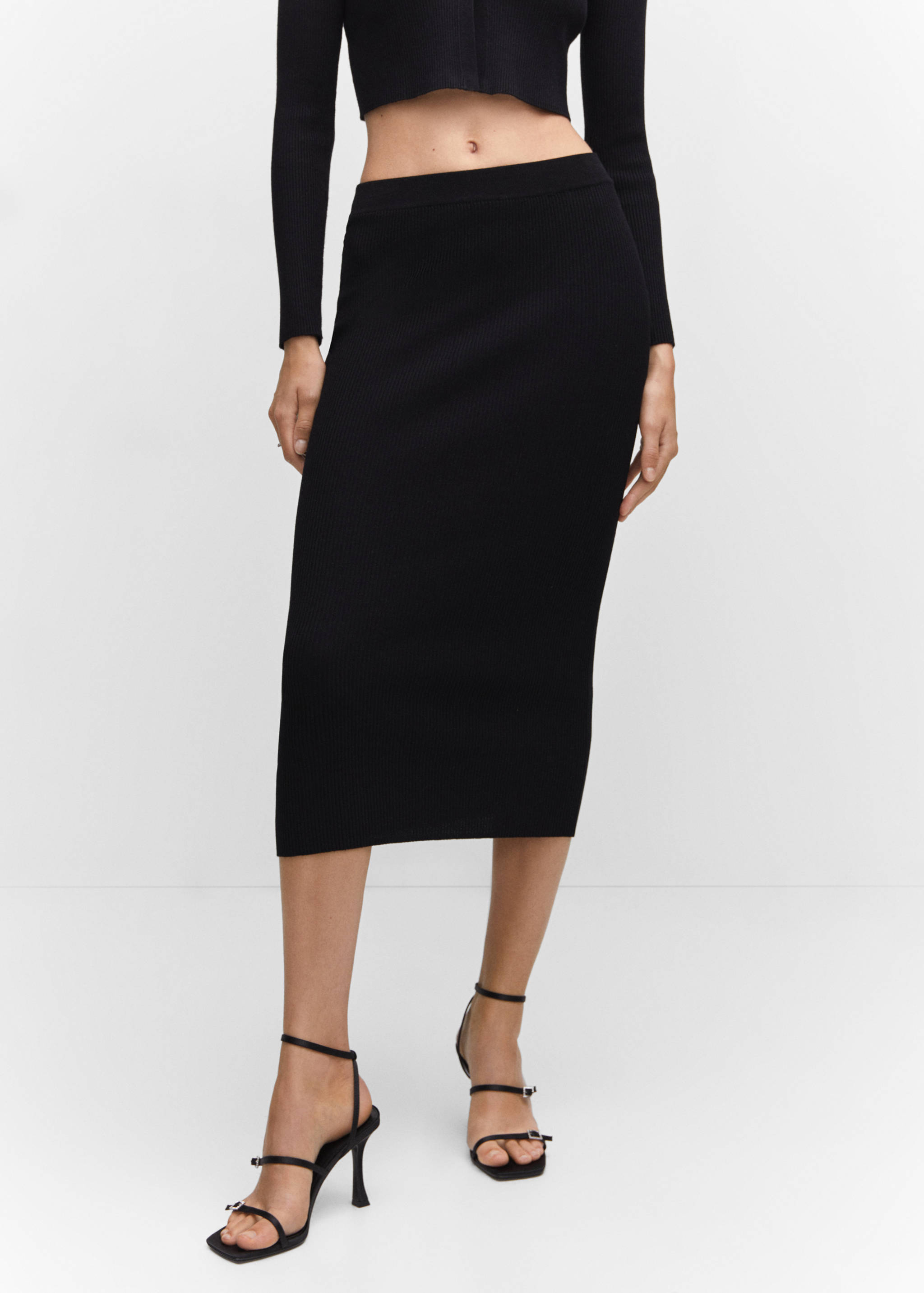 Ribbed midi skirt - Medium plane