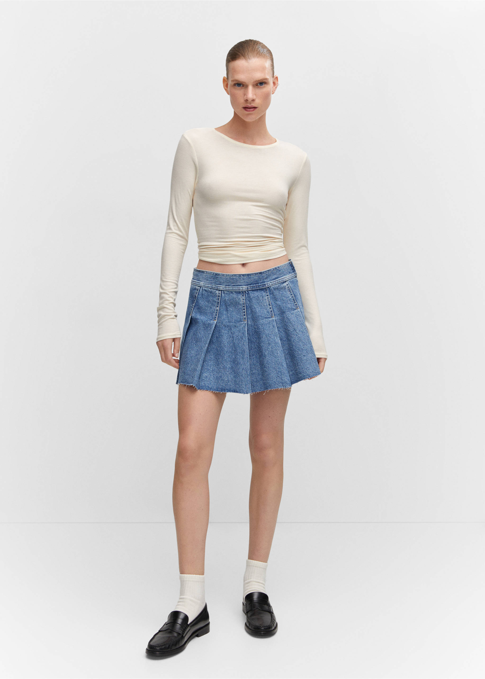 Denim mini-skirt - General plane, Medium Blue. Ref: 57073808-00.