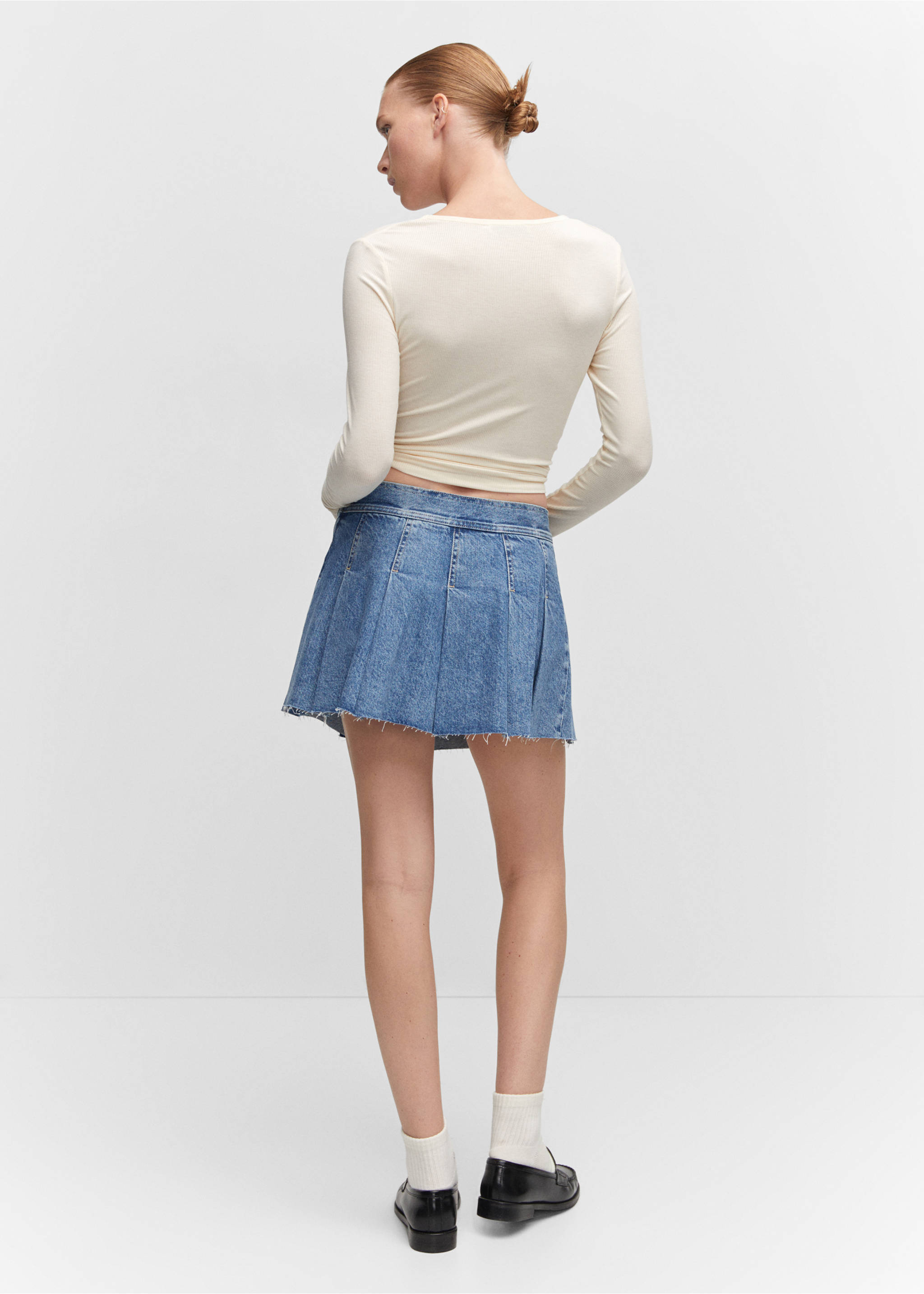 Denim mini-skirt - Reverse of the article, Medium Blue. Ref: 57073808-00.