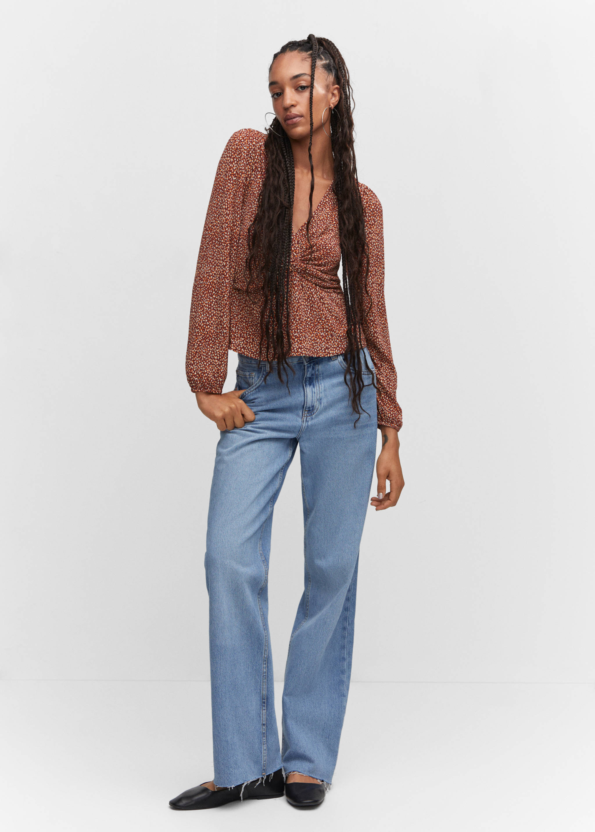 Knot detail printed blouse - General plane