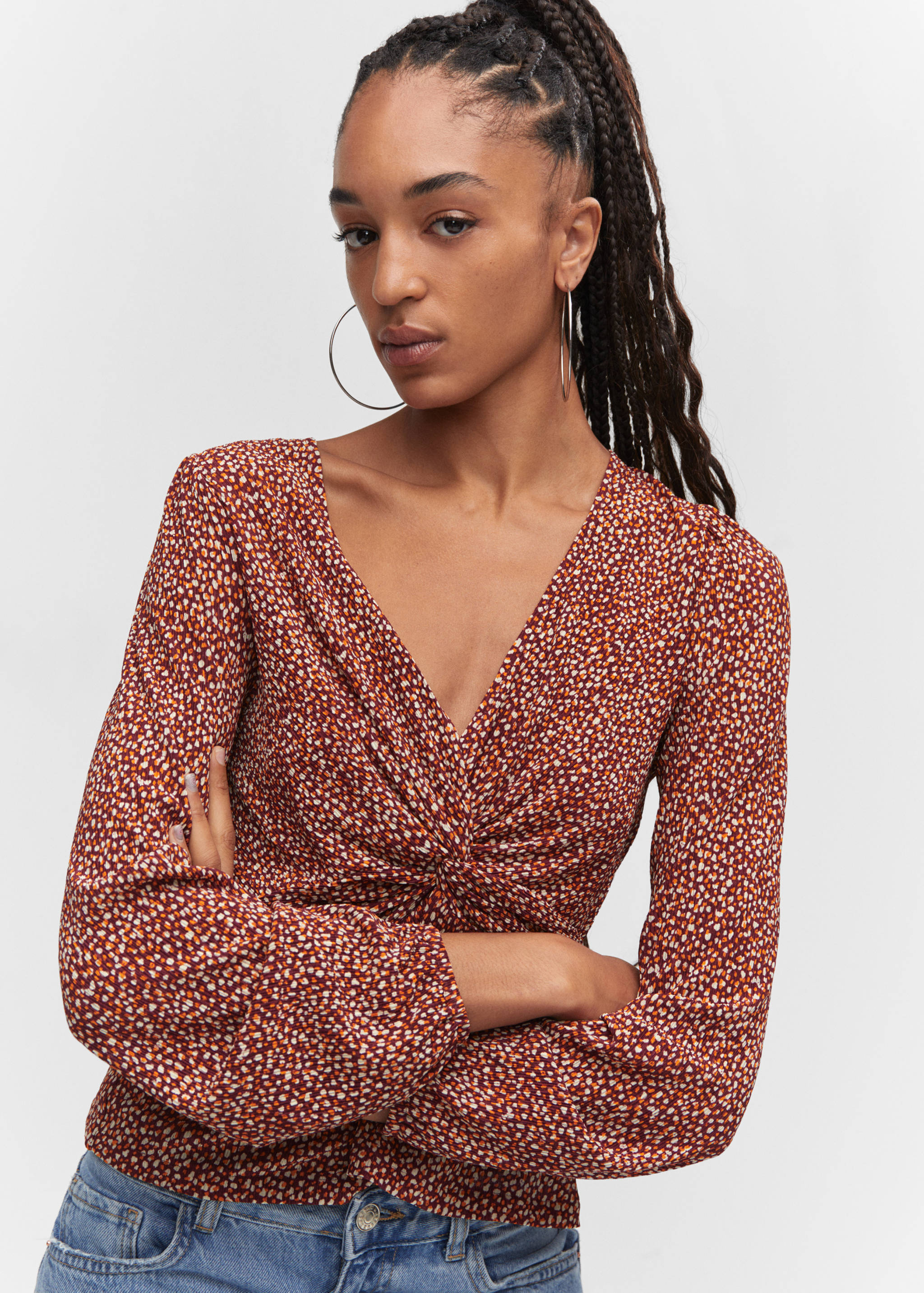 Knot detail printed blouse - Details of the article 1