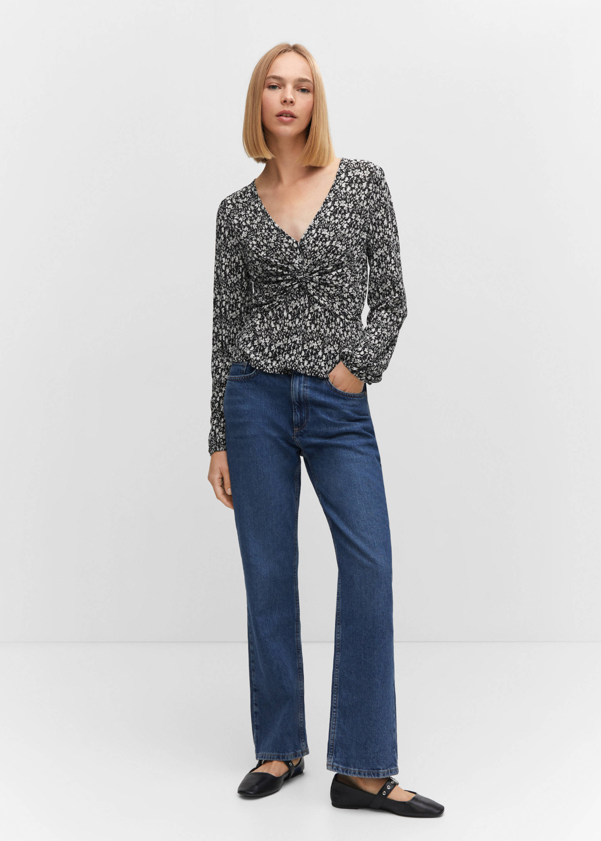 Knot detail printed blouse - General plane