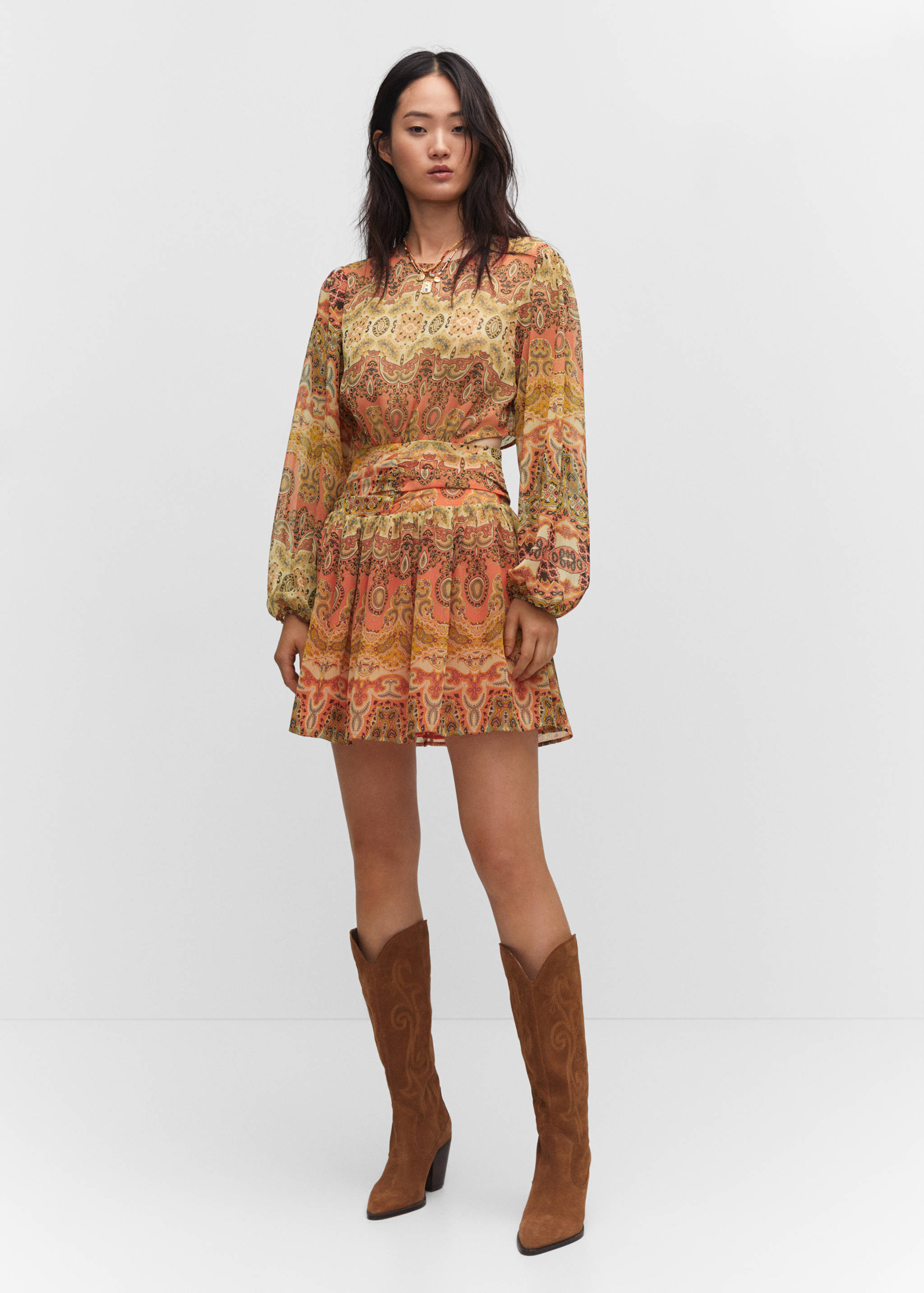 Vestido estampado aberturas - Plano general