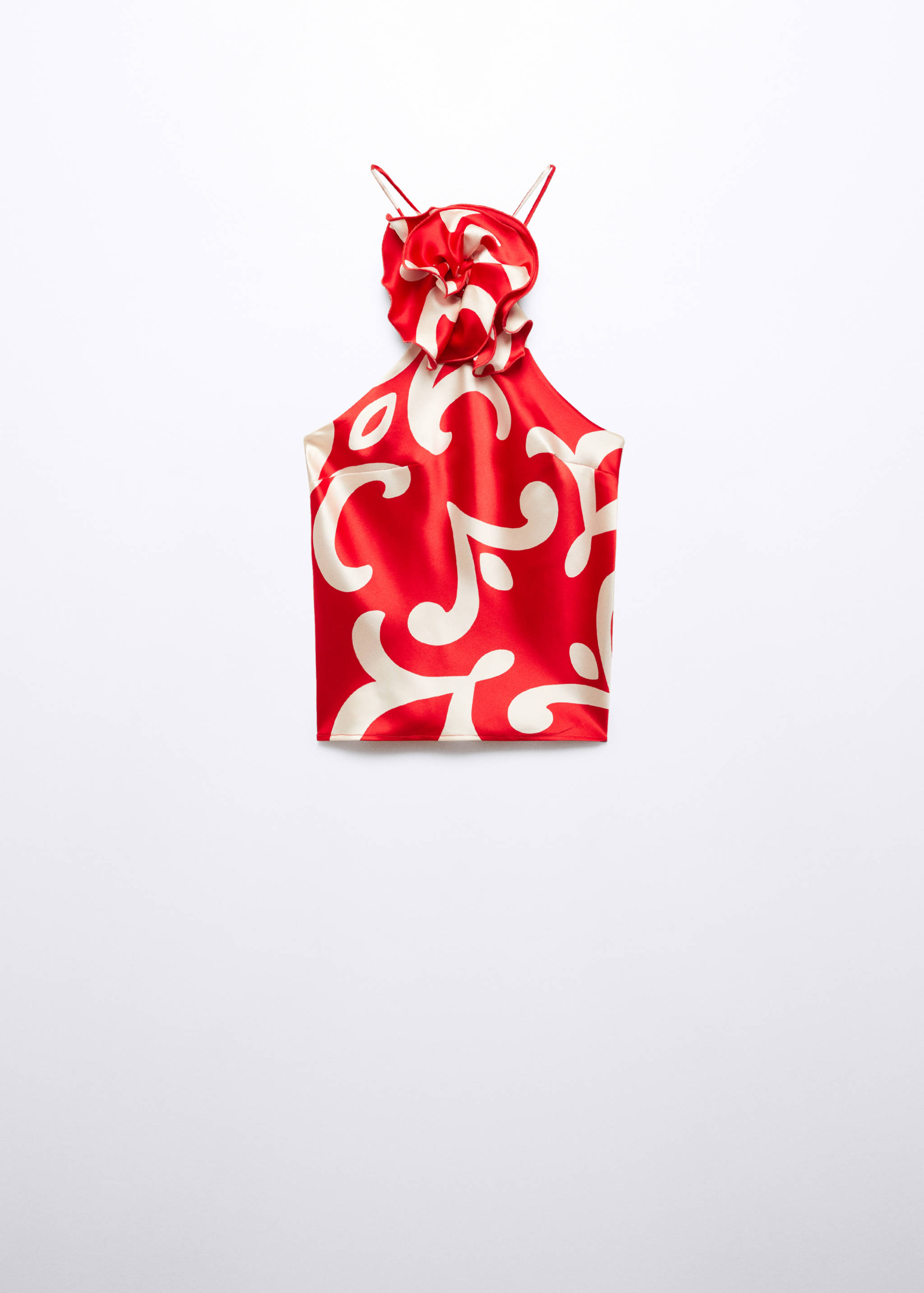 Satin top with decorative flower print - Article without model