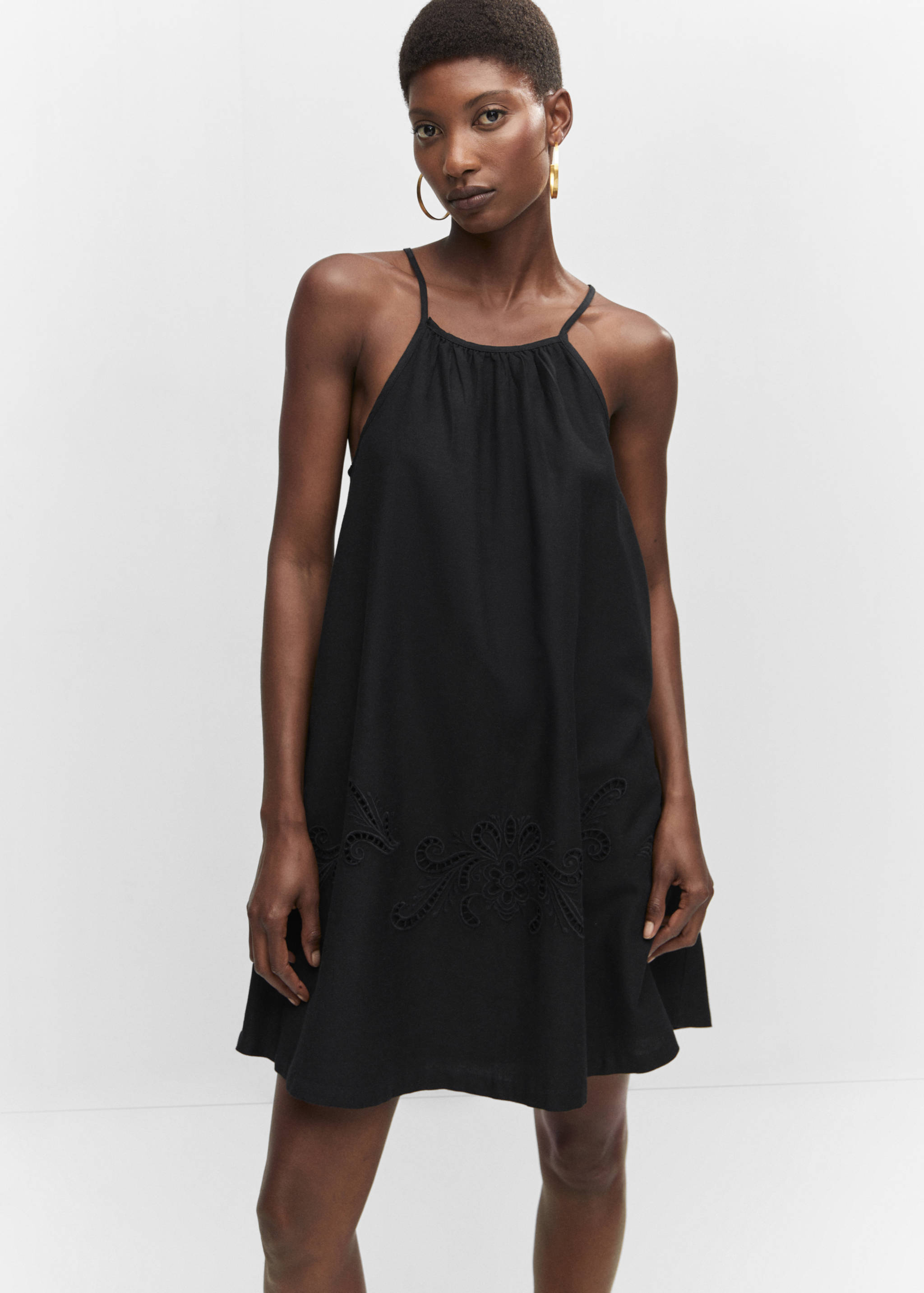 Vestido pormenores bordados - Plano médio