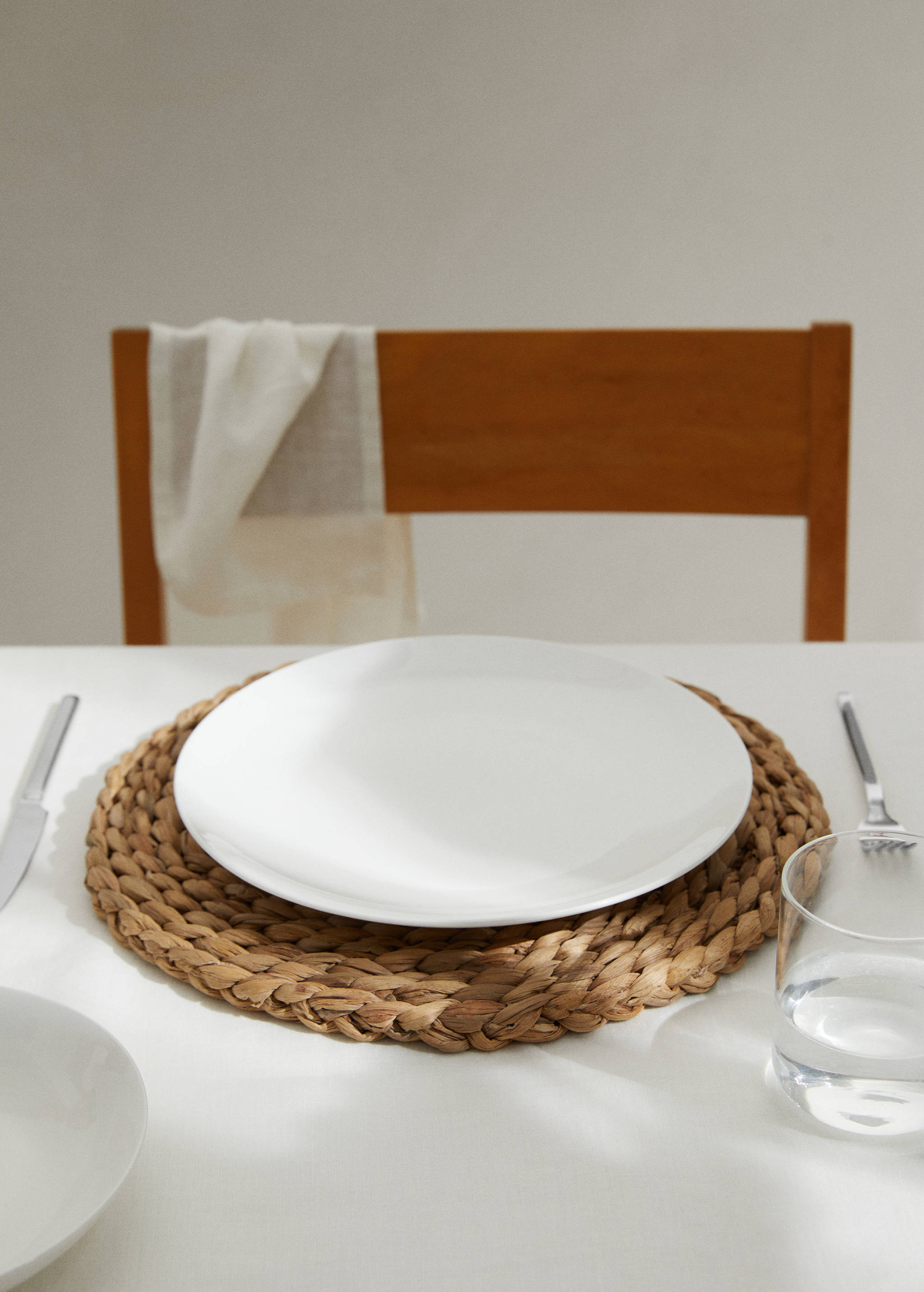 Individual redondo tejido natural - Plano general