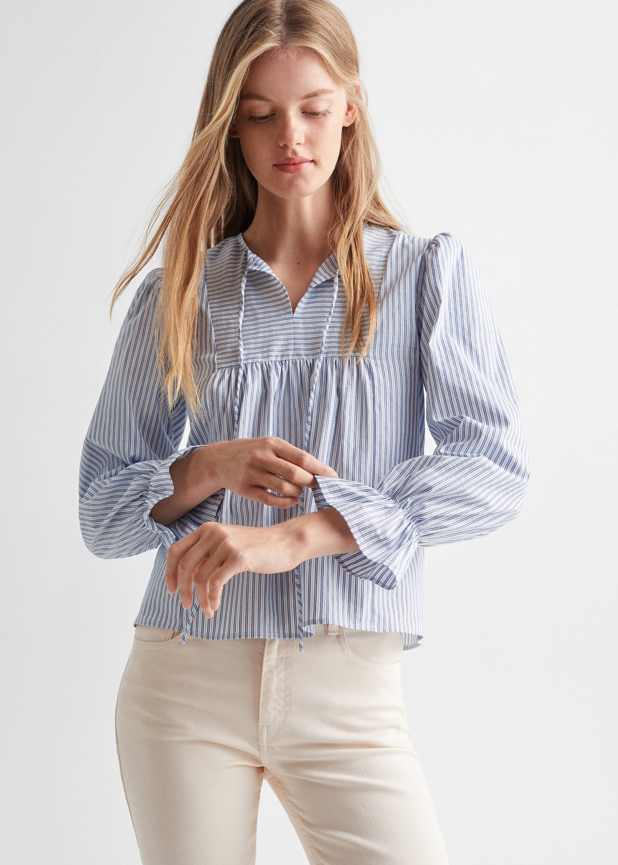 Striped cotton blouse - Medium plane