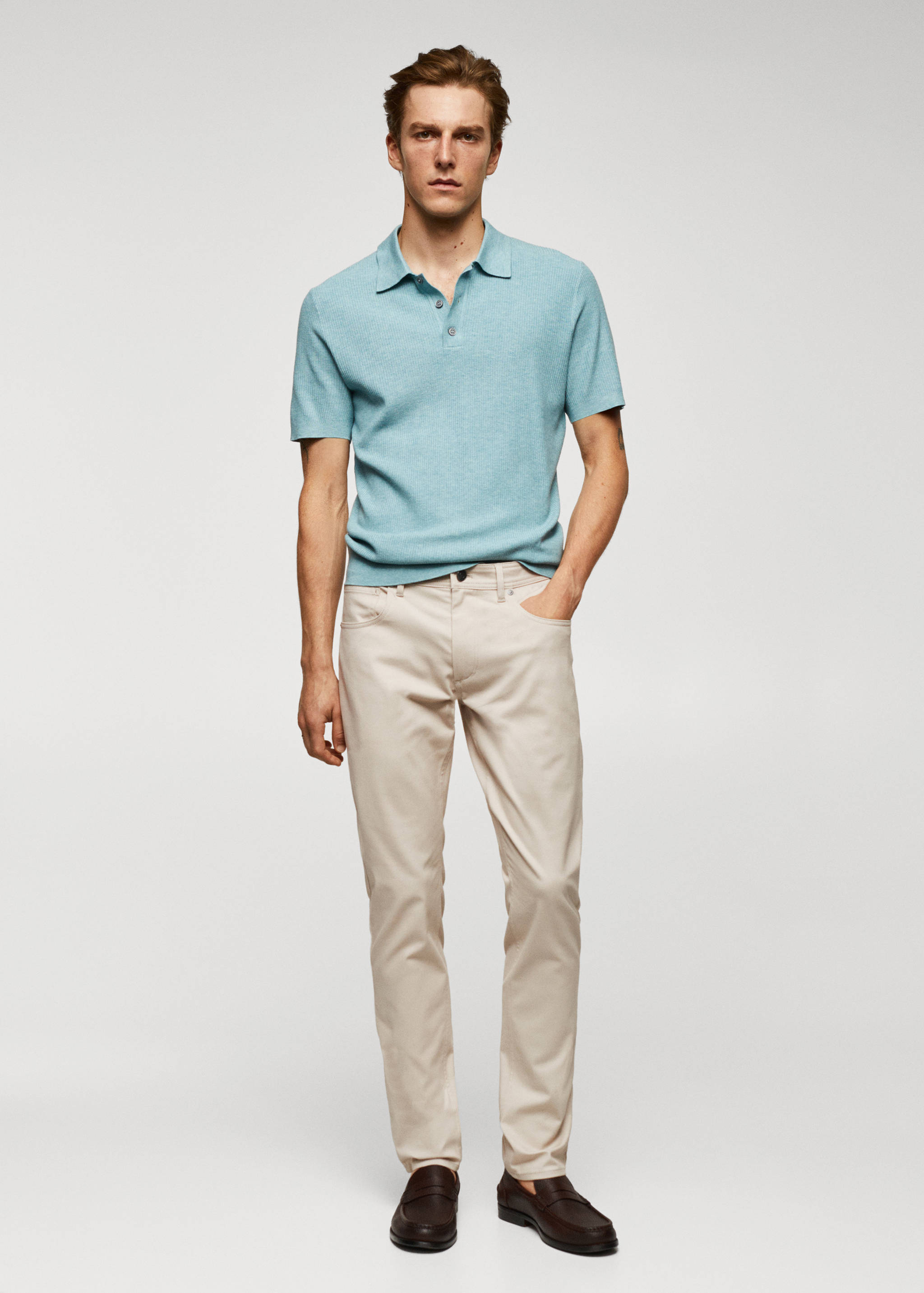 Slim fit serge cotton trousers - General plane