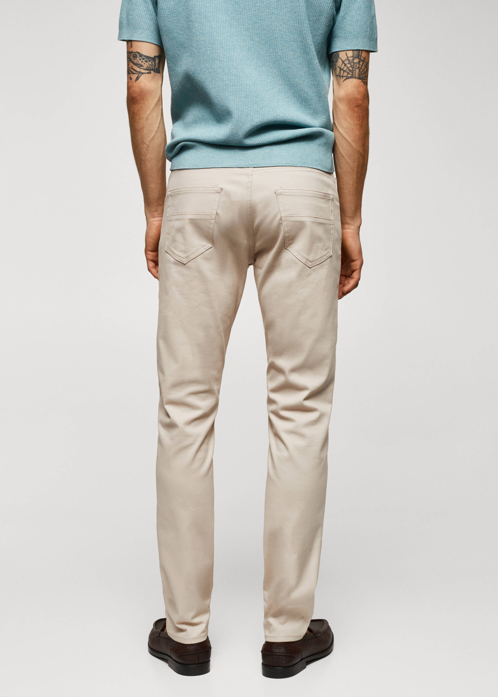 Slim fit serge cotton trousers - Reverse of the article