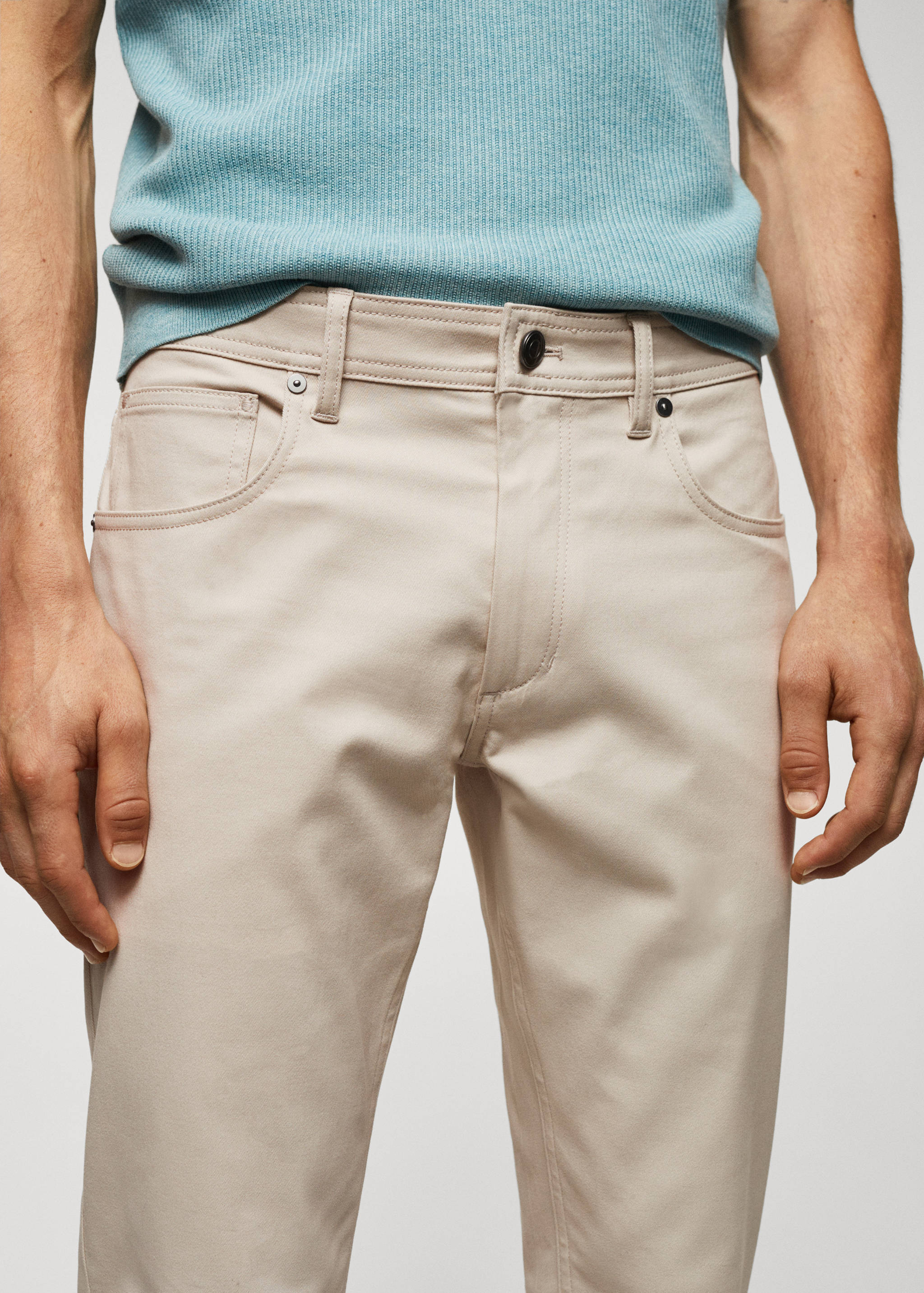 Slim fit serge cotton trousers - Details of the article 1