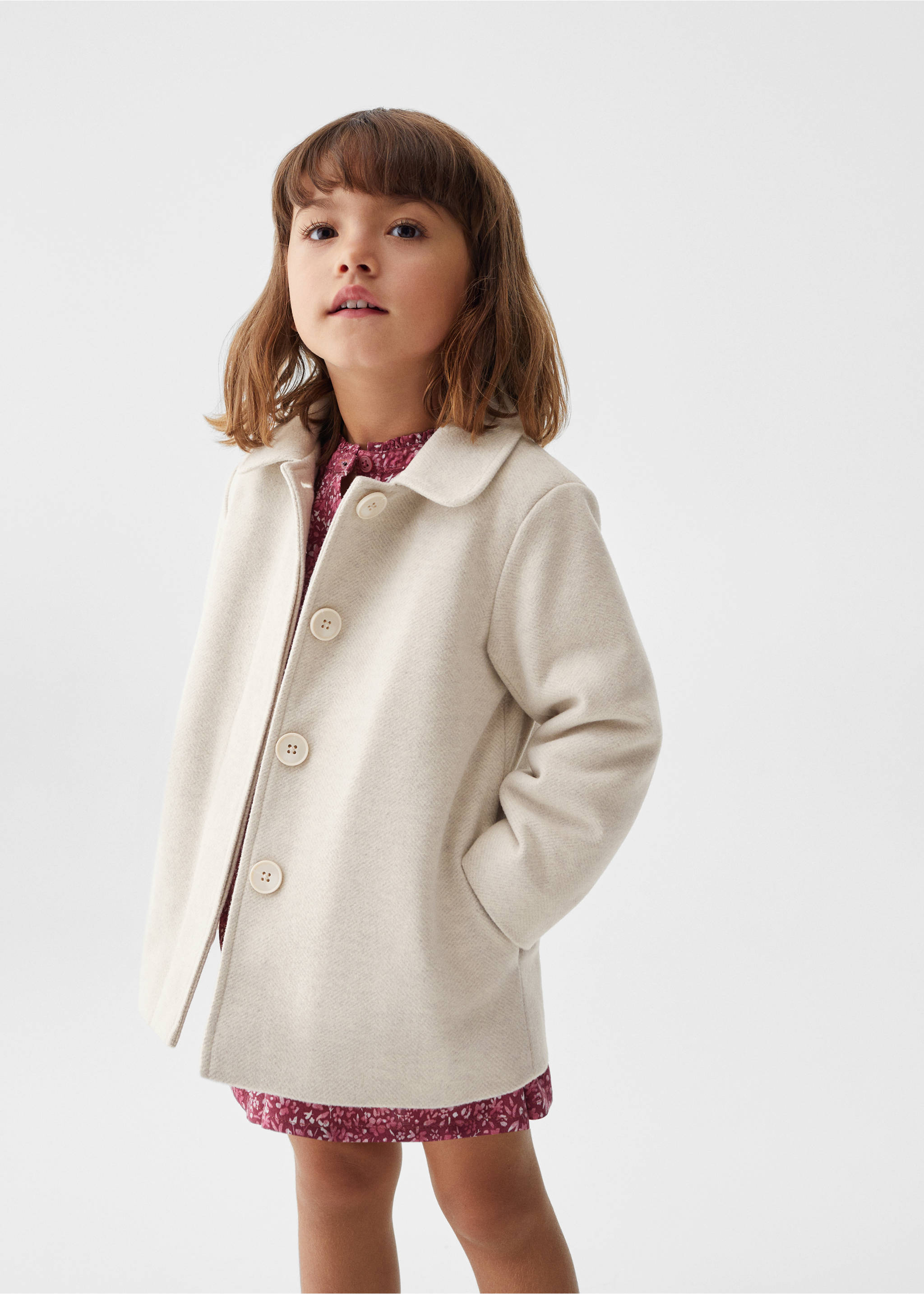 Mantel mit Reverskragen - Mittlere Ansicht, Ecru. Ref: 57074393-00.