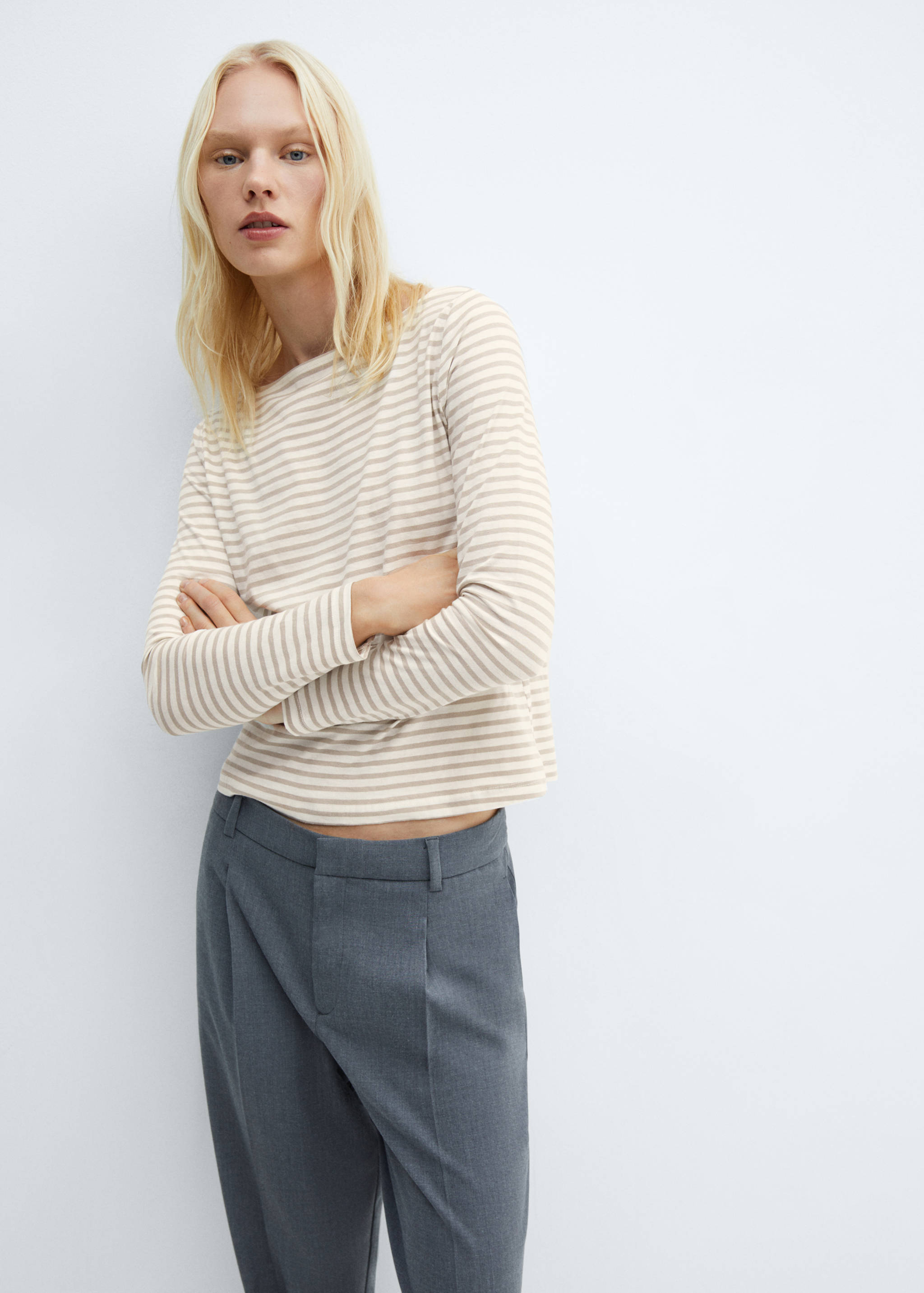 Cotton boat neck t-shirt - Medium plane