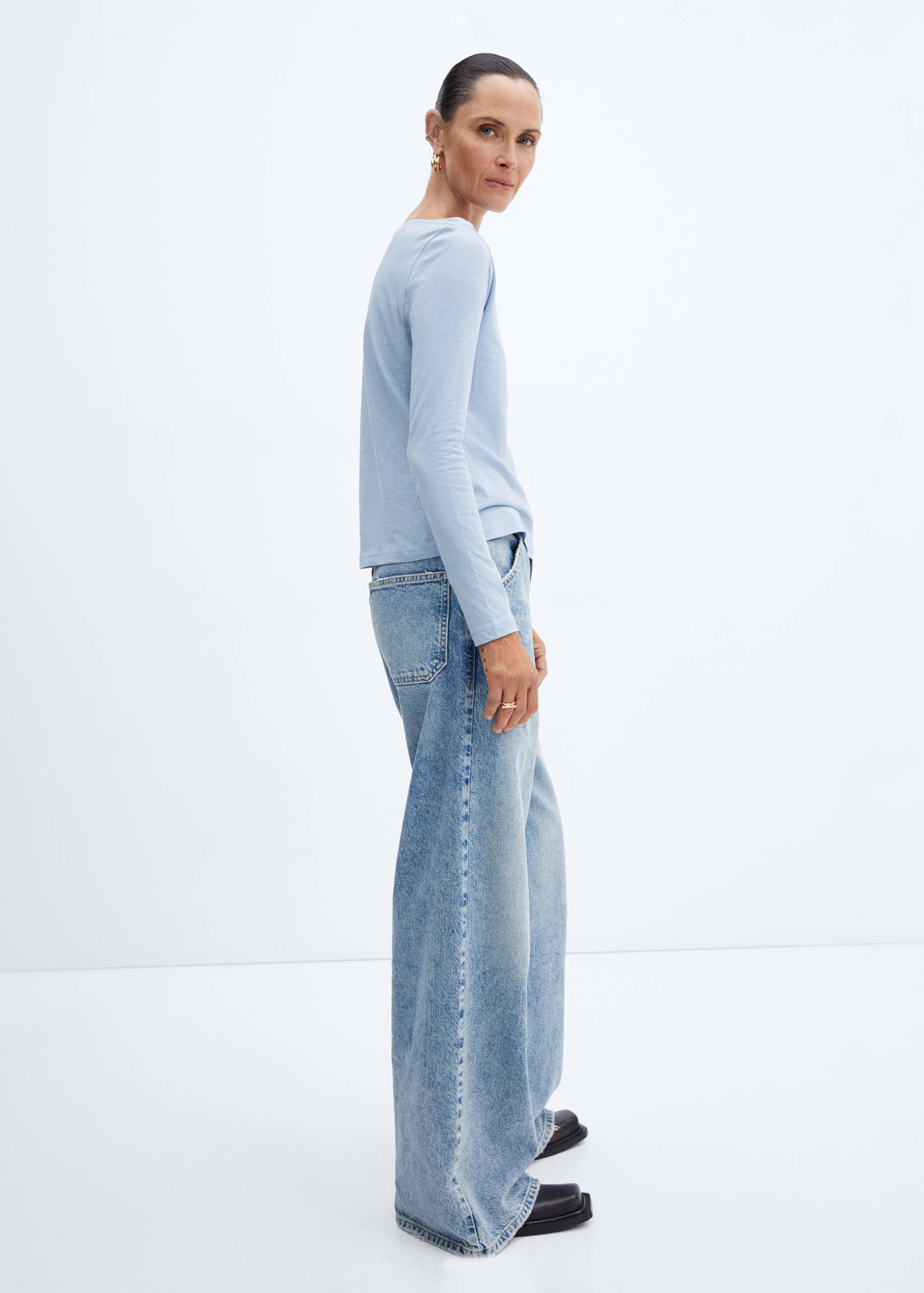 Cotton boat neck t-shirt - Reverse of the article