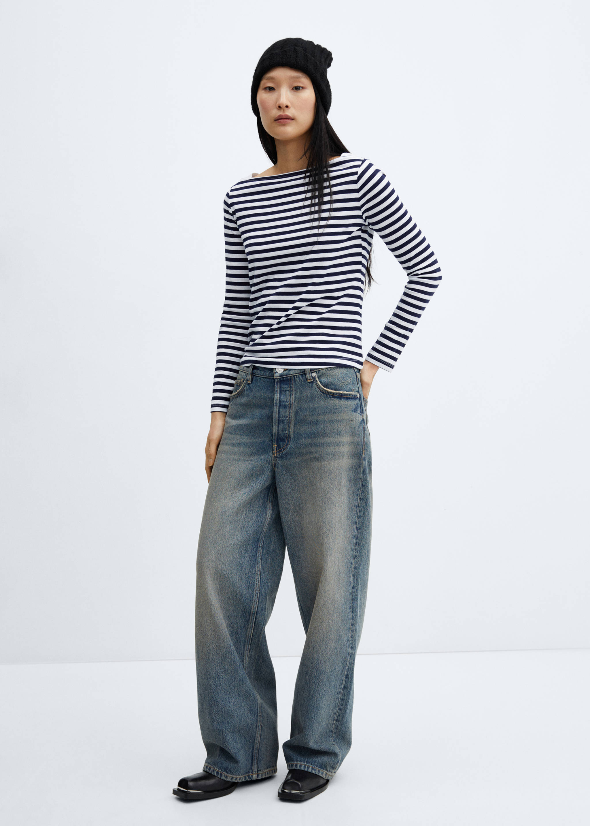 Cotton boat neck t-shirt - General plane