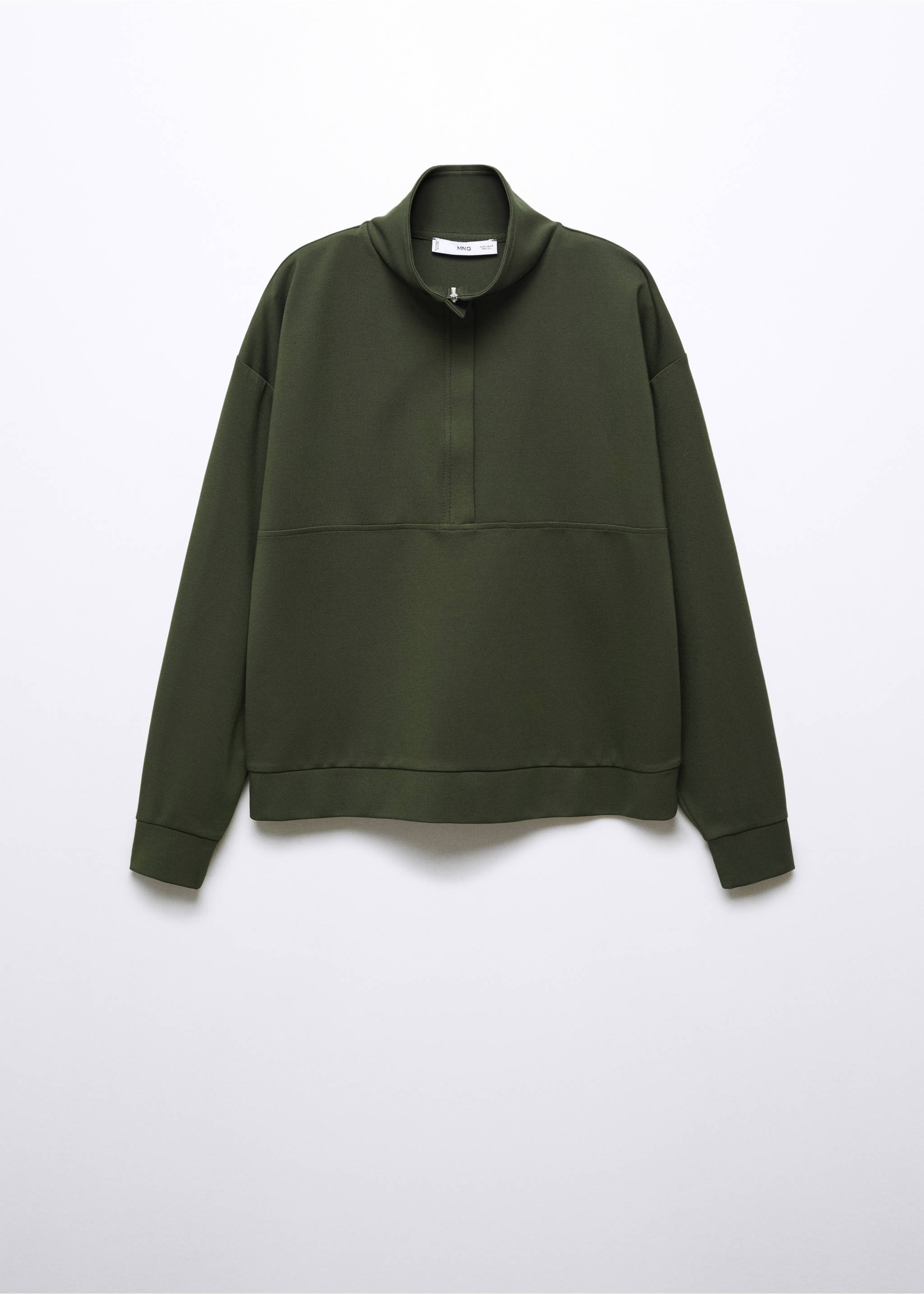 Perkins-neck sweater with zip - Article without model, Khaki. Ref: 57074407-00.