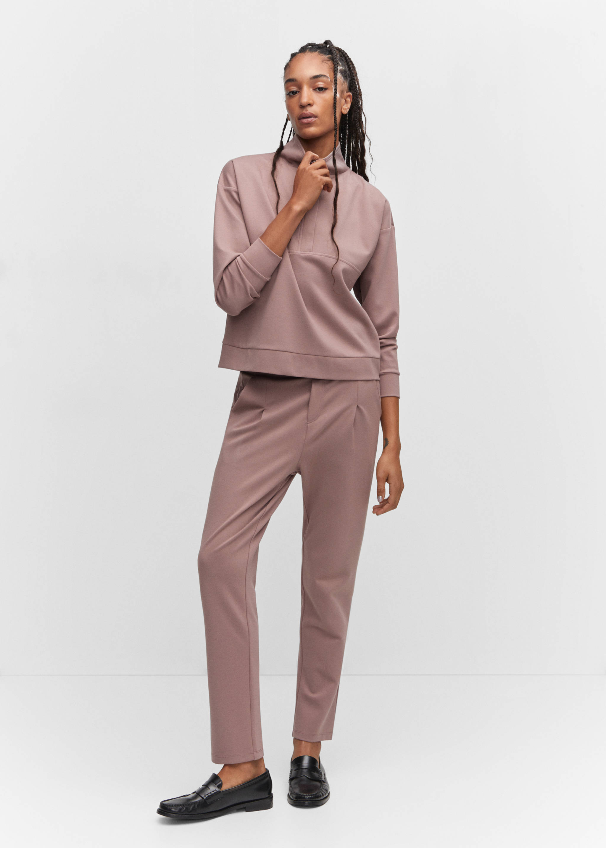 Perkins-neck sweater with zip - General plane