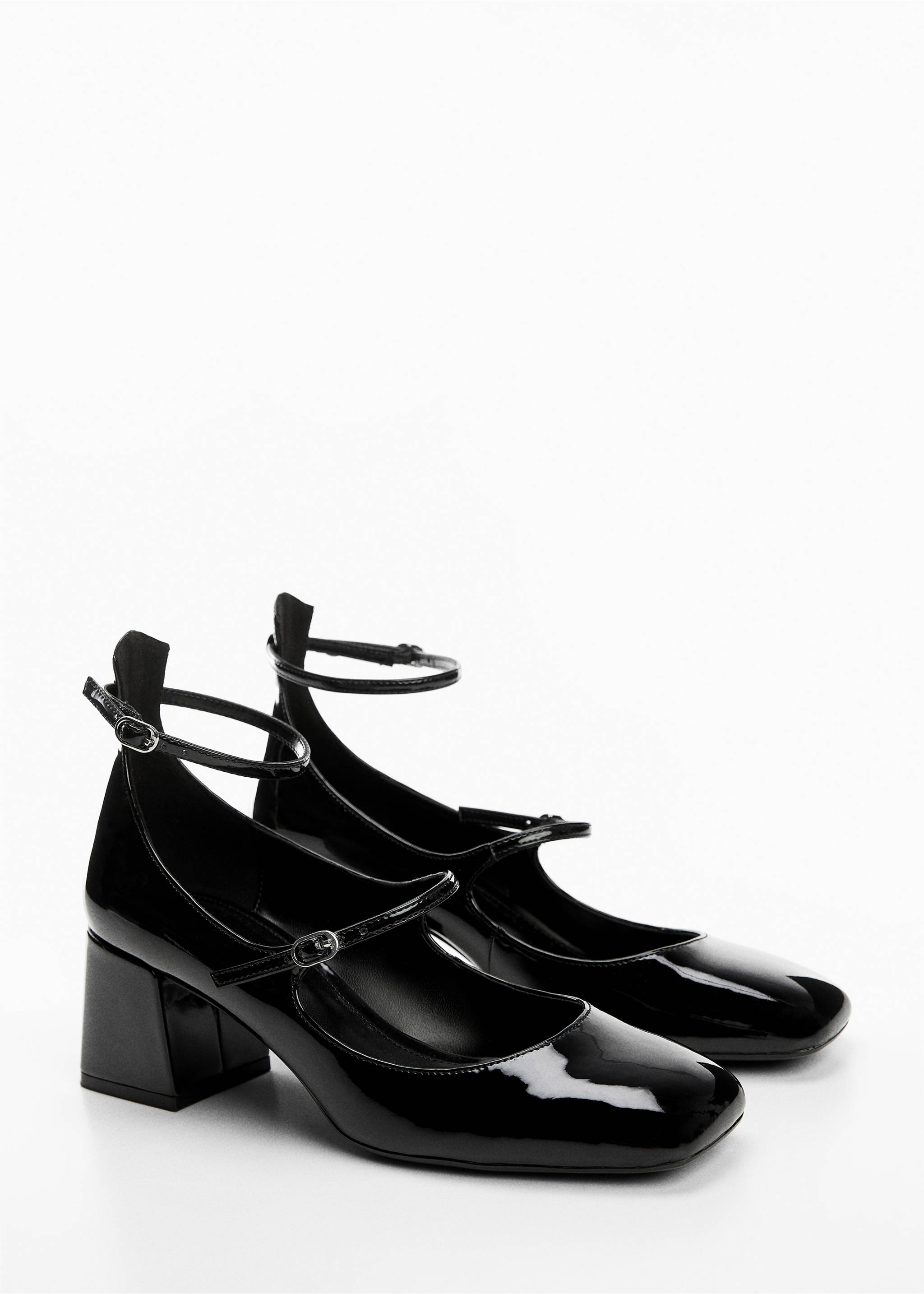 Patent leather-effect shoes with buckle - Medium plane, Black. Ref: 57074417-00.