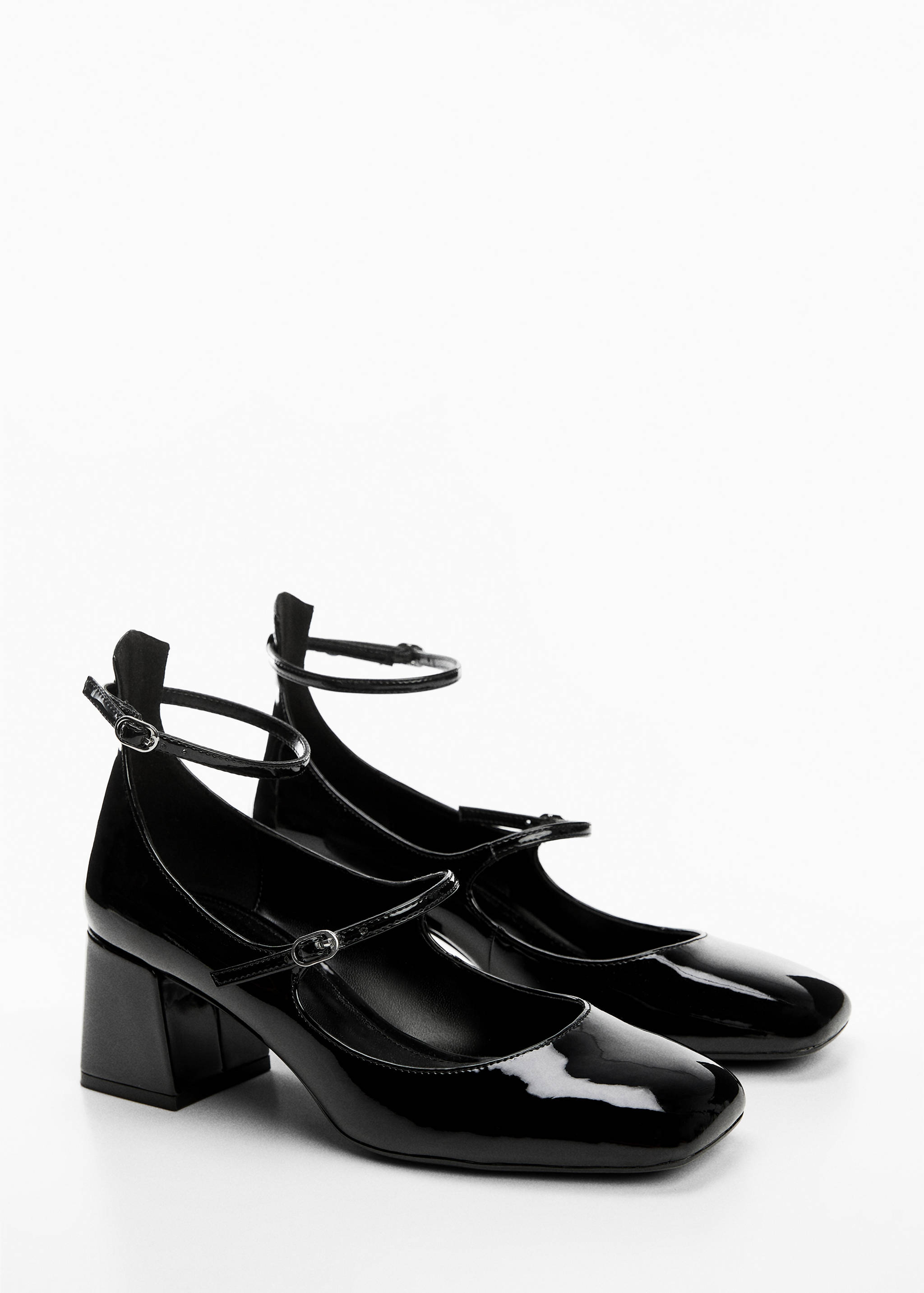Patent leather-effect shoes with buckle - Medium plane
