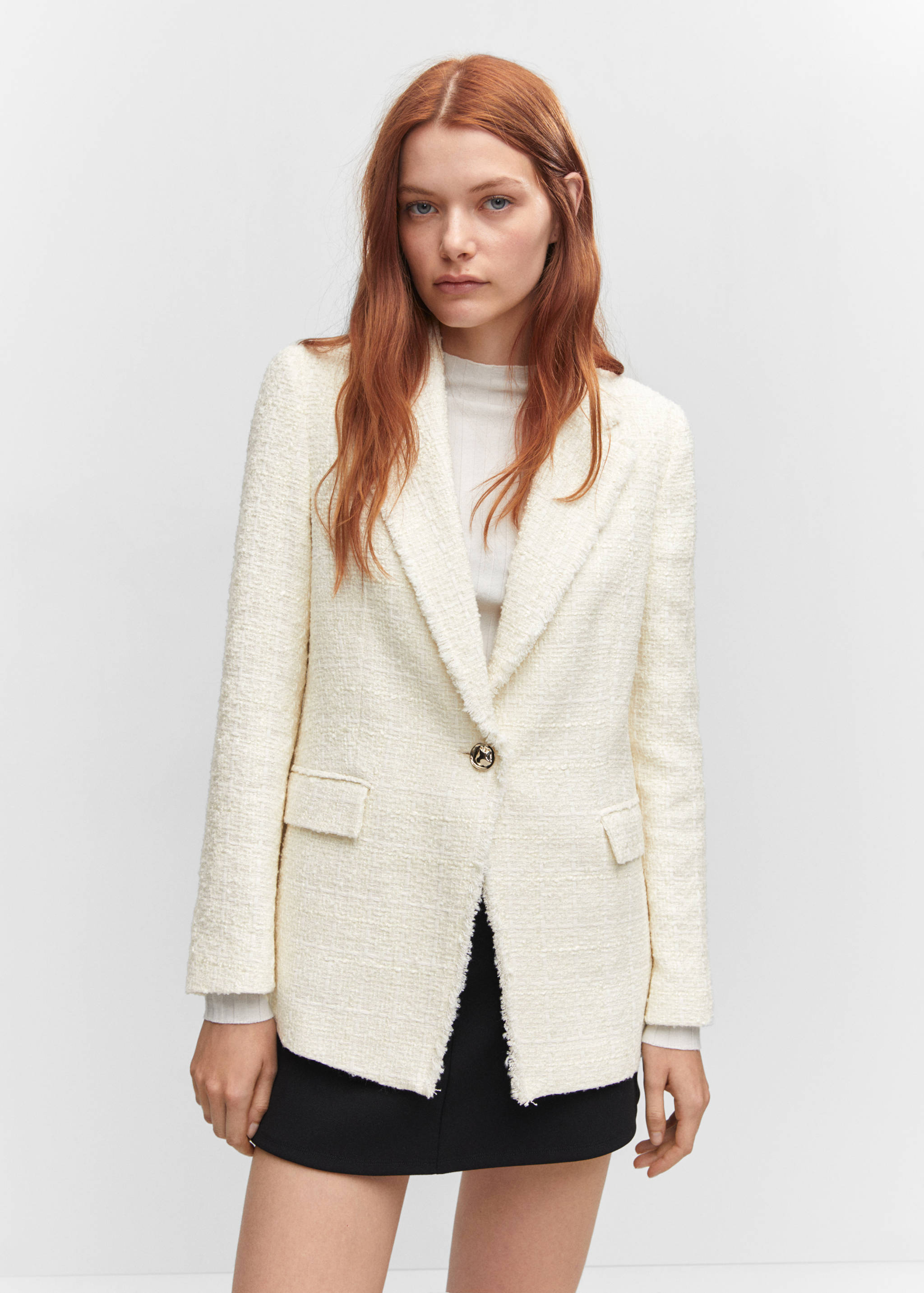 Tweed blazer with jewel button - Medium plane