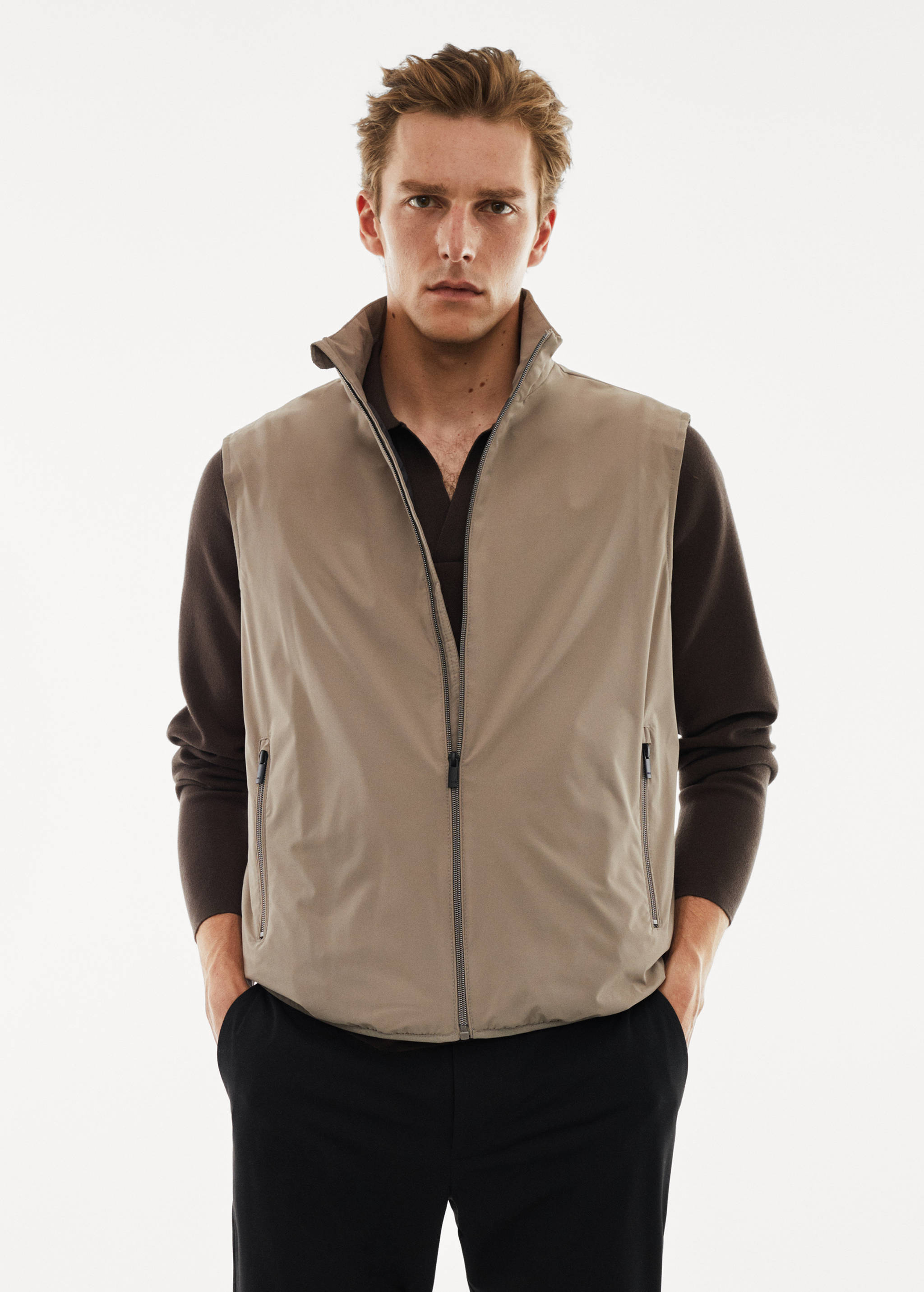 Lightweight quilted water-repellent quilted gilet - Medium plane