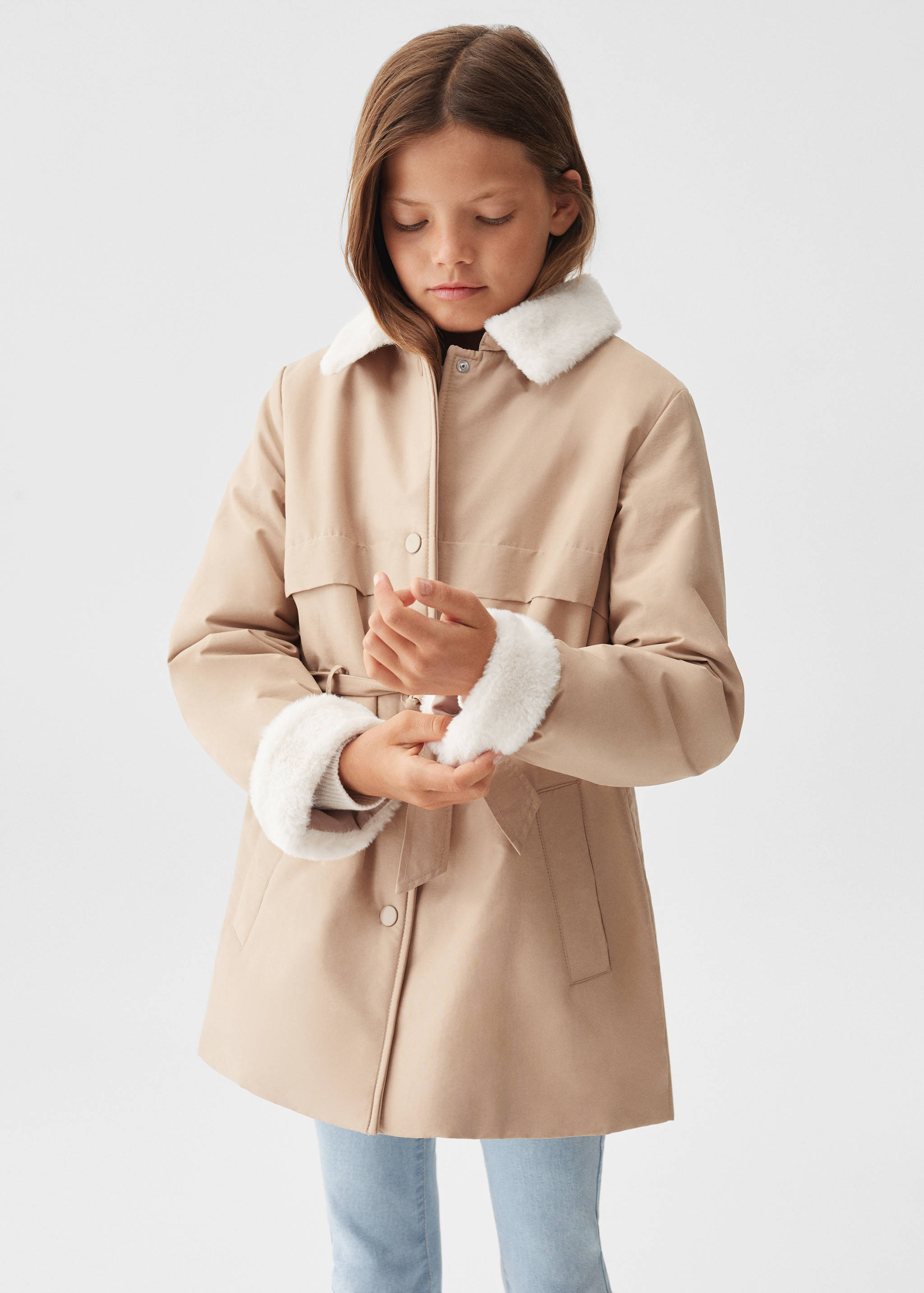 Trench matelassé doublure imitation fourrure - Plan moyen