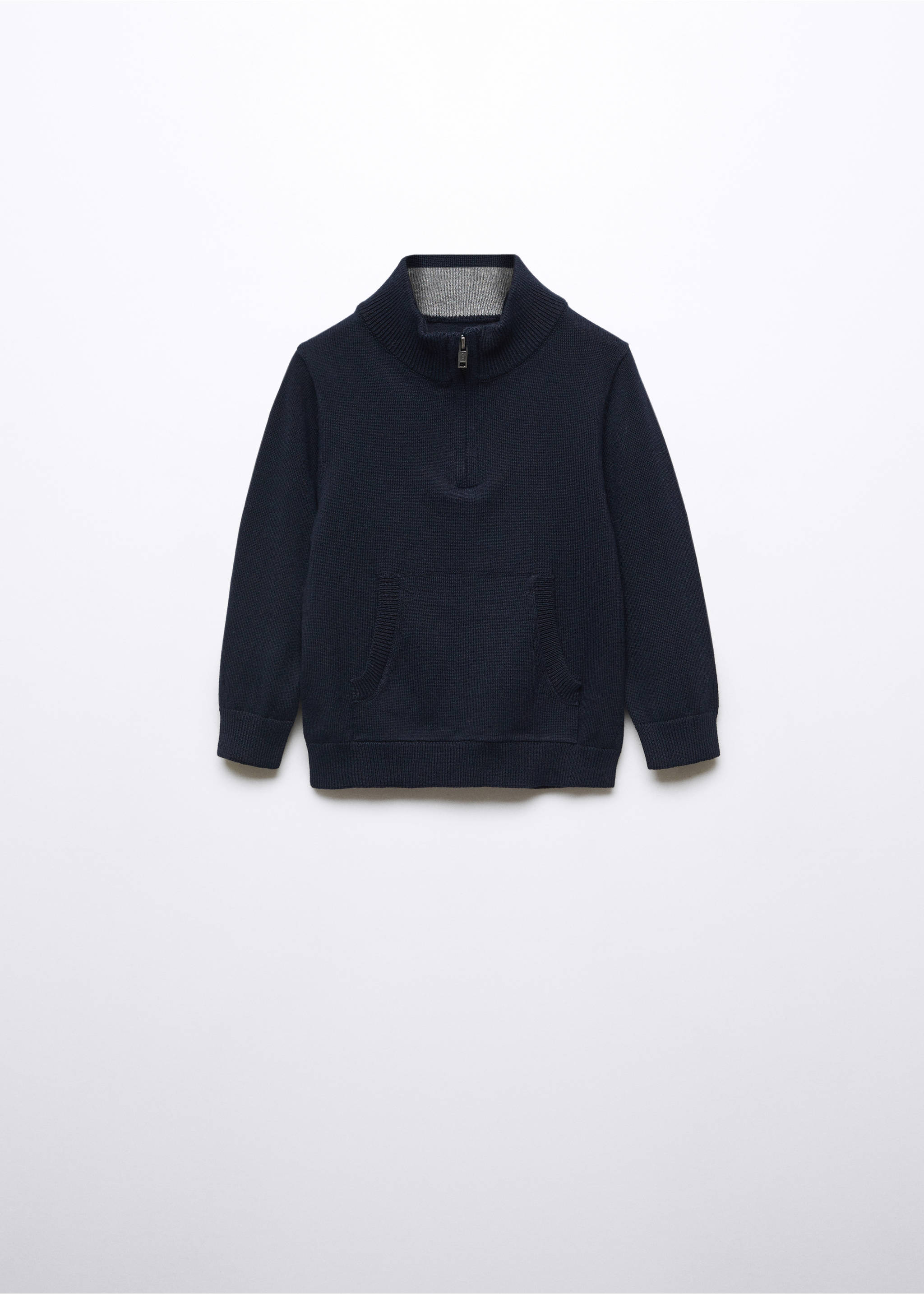 Zip knit sweater - Article without model, Navy. Ref: 57074760-00.