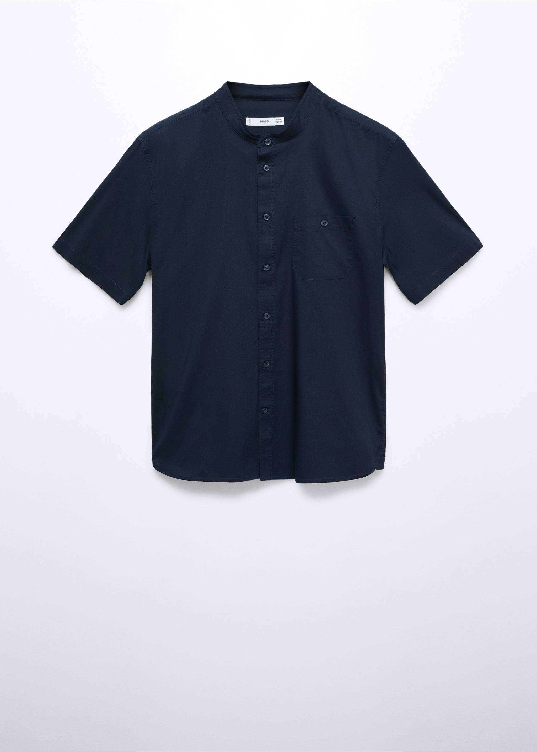 Chemise 100 % coton col mao - Article sans modèle, Bleu marine. Ref: 57074764-00.