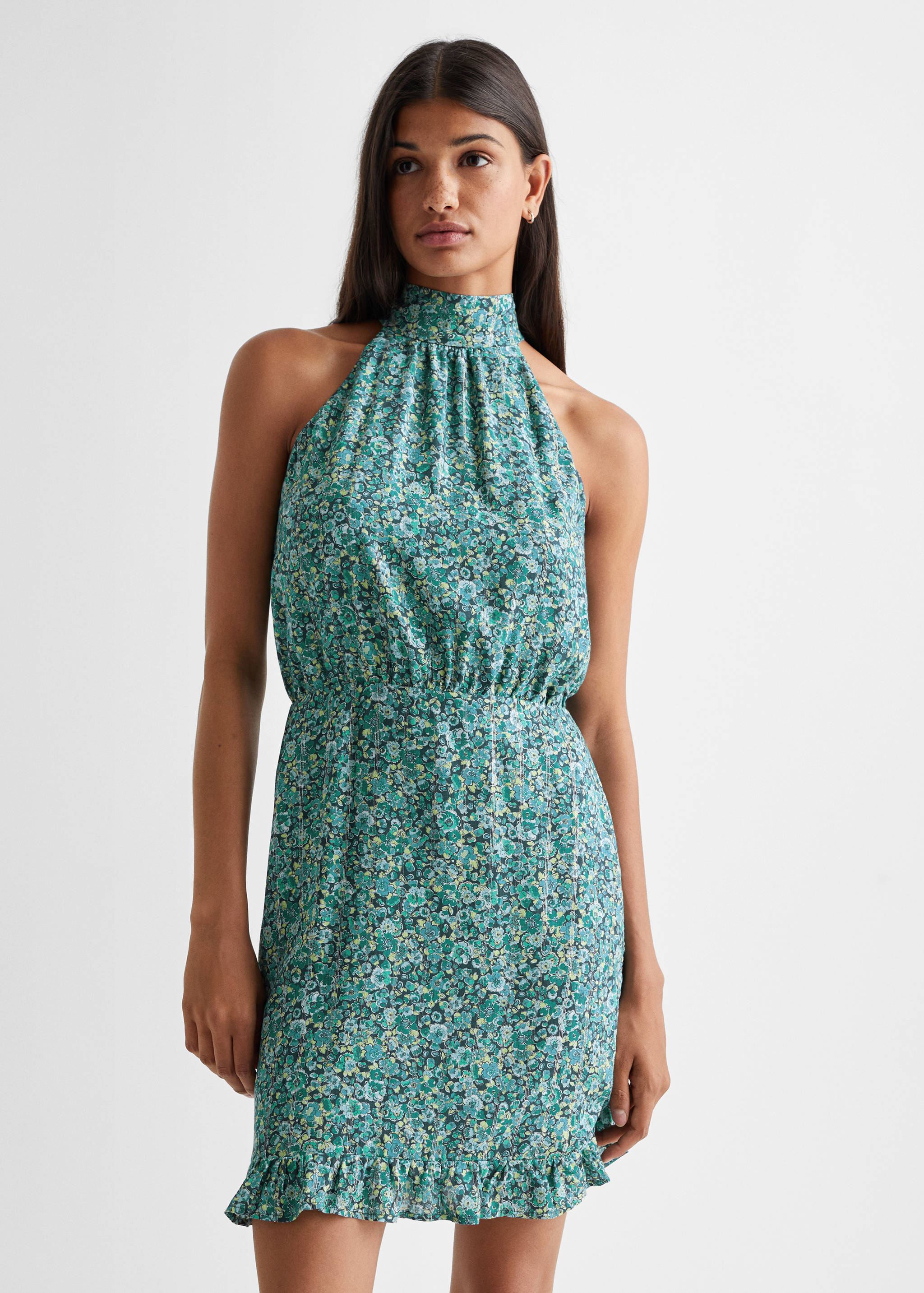 Vestido halter estampado - Plano medio