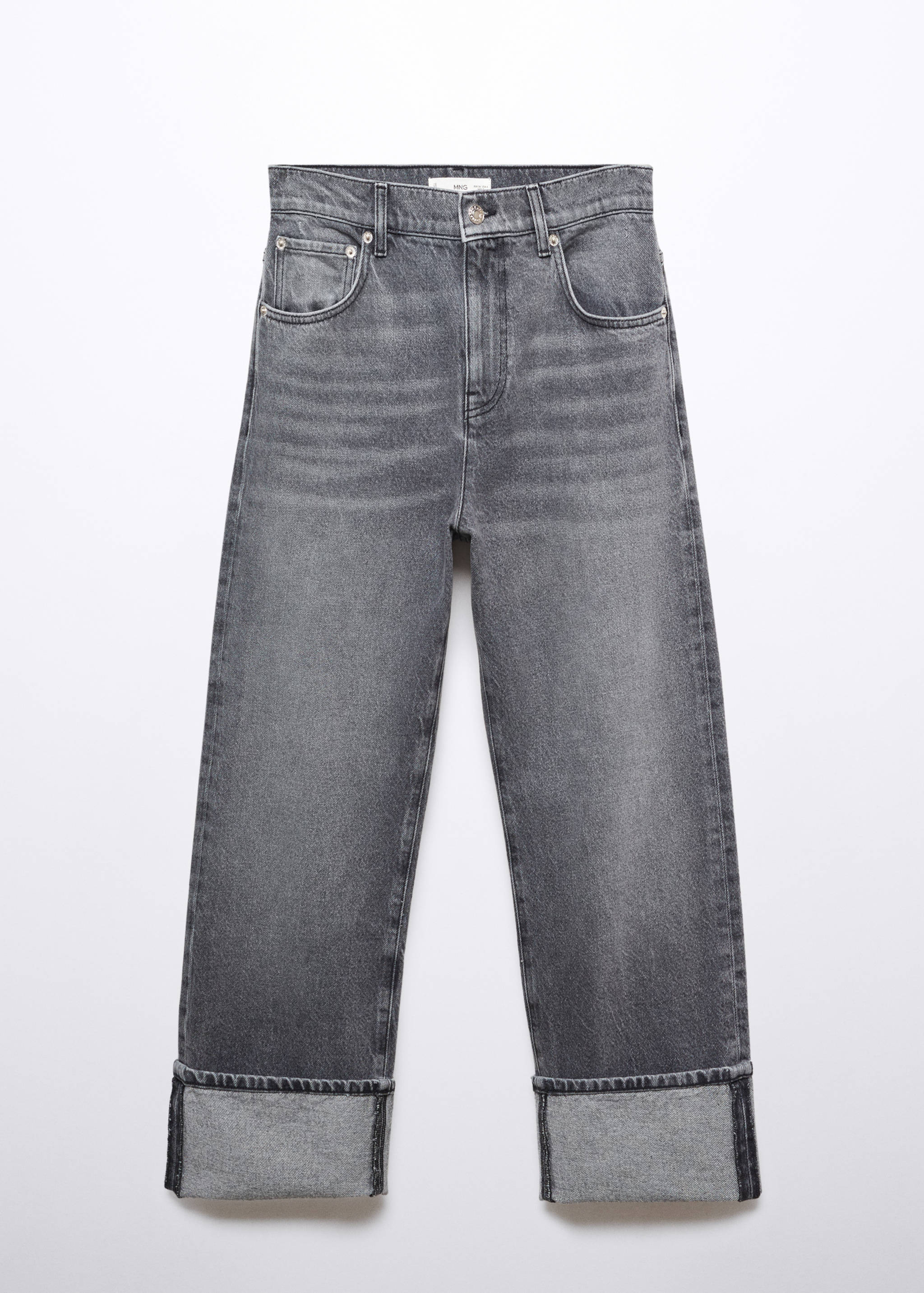 Wide leg jeans with turned-up hem - Article without model